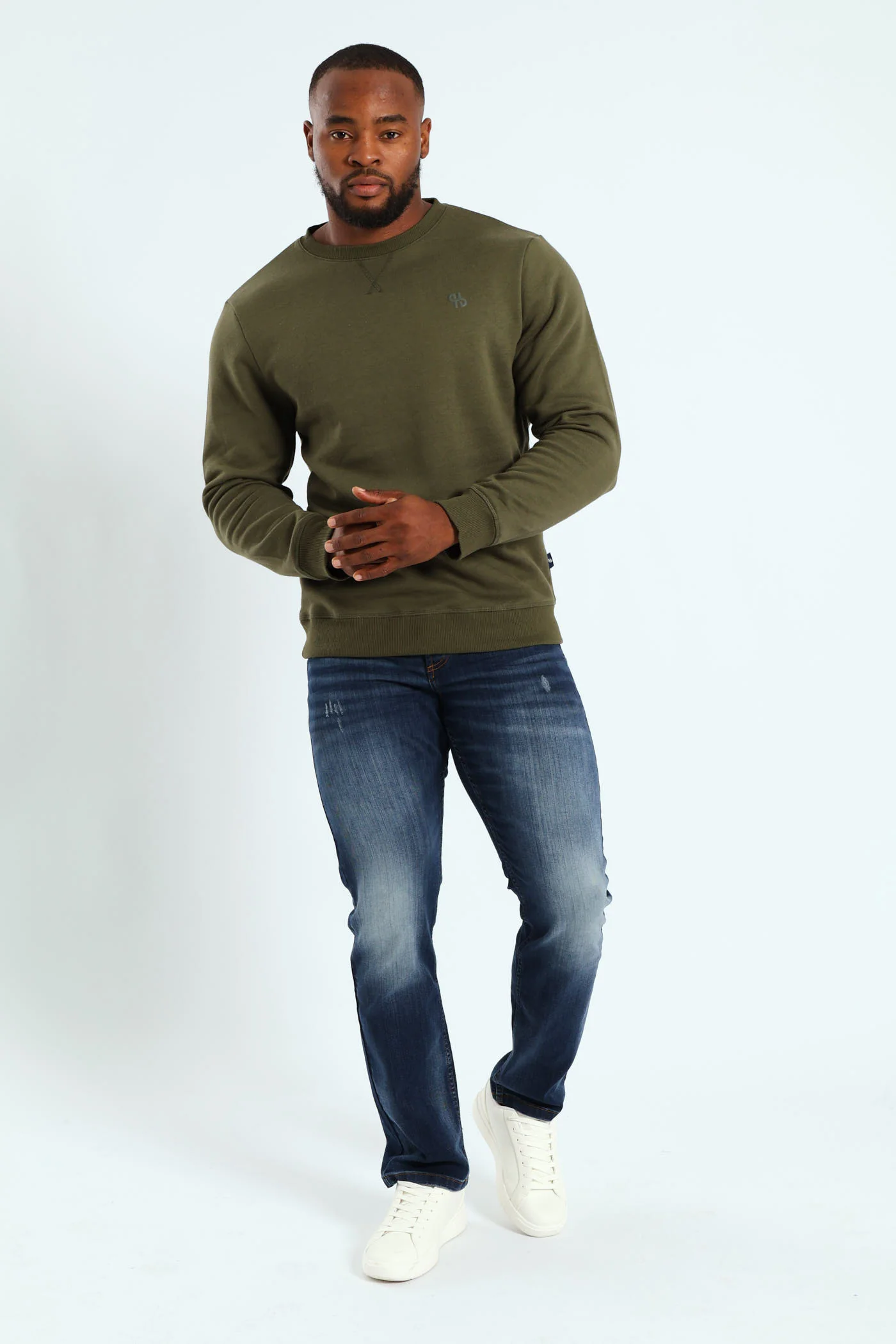 Plain Crew Fleece Sweat Top - Fatigue - Image 4