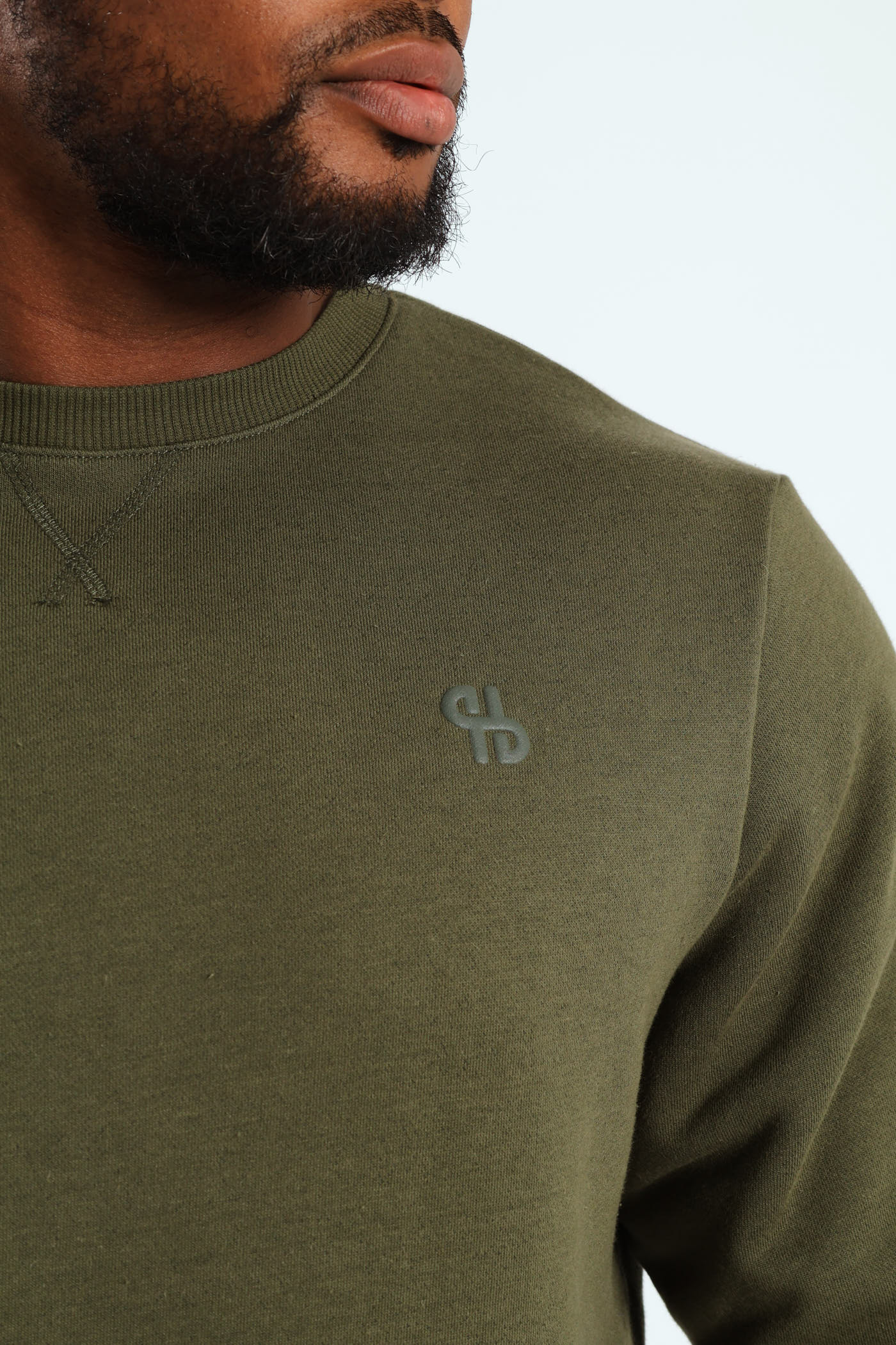 Plain Crew Fleece Sweat Top - Fatigue - Image 5