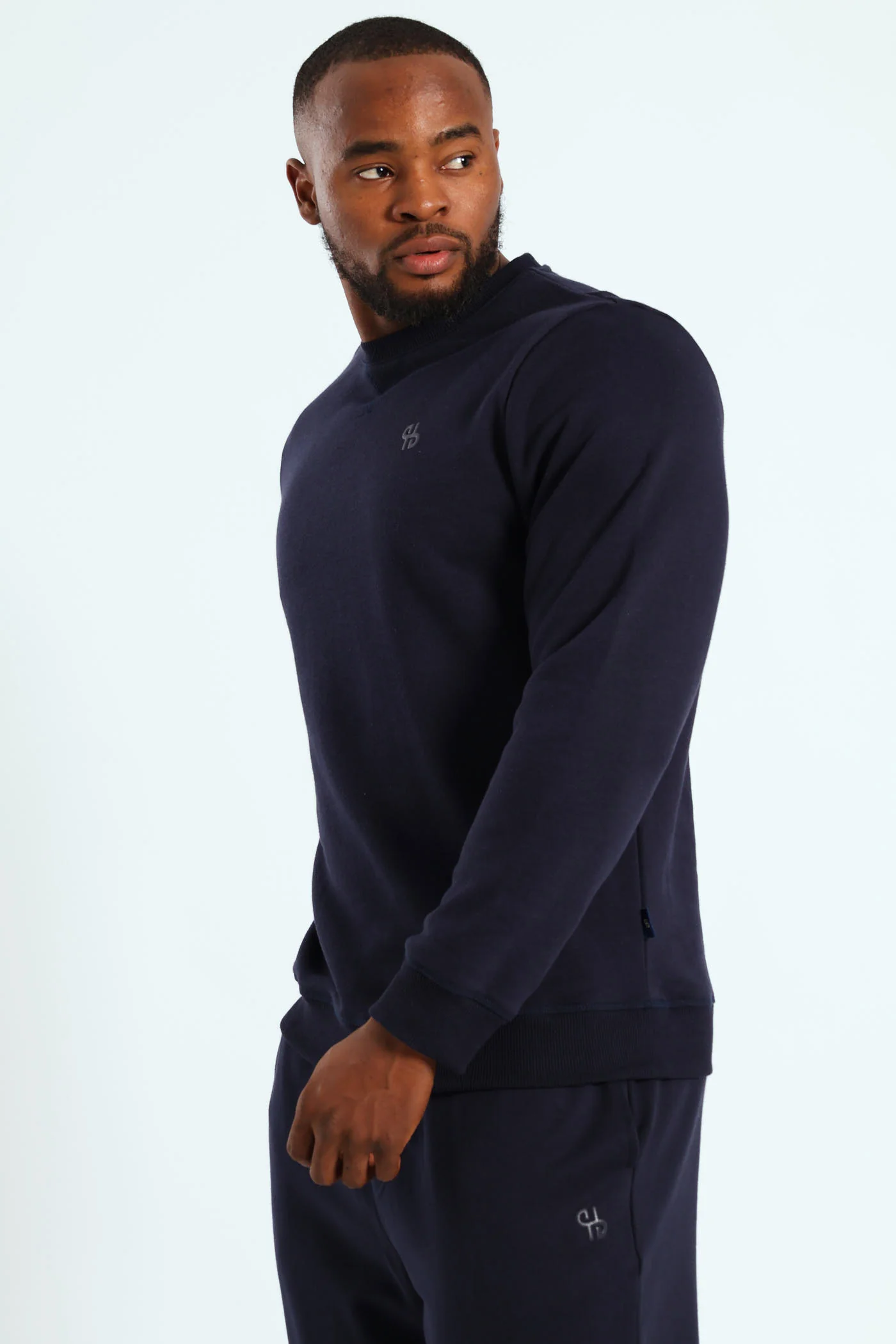 Plain Crew Fleece Sweat Top - Navy - Image 3