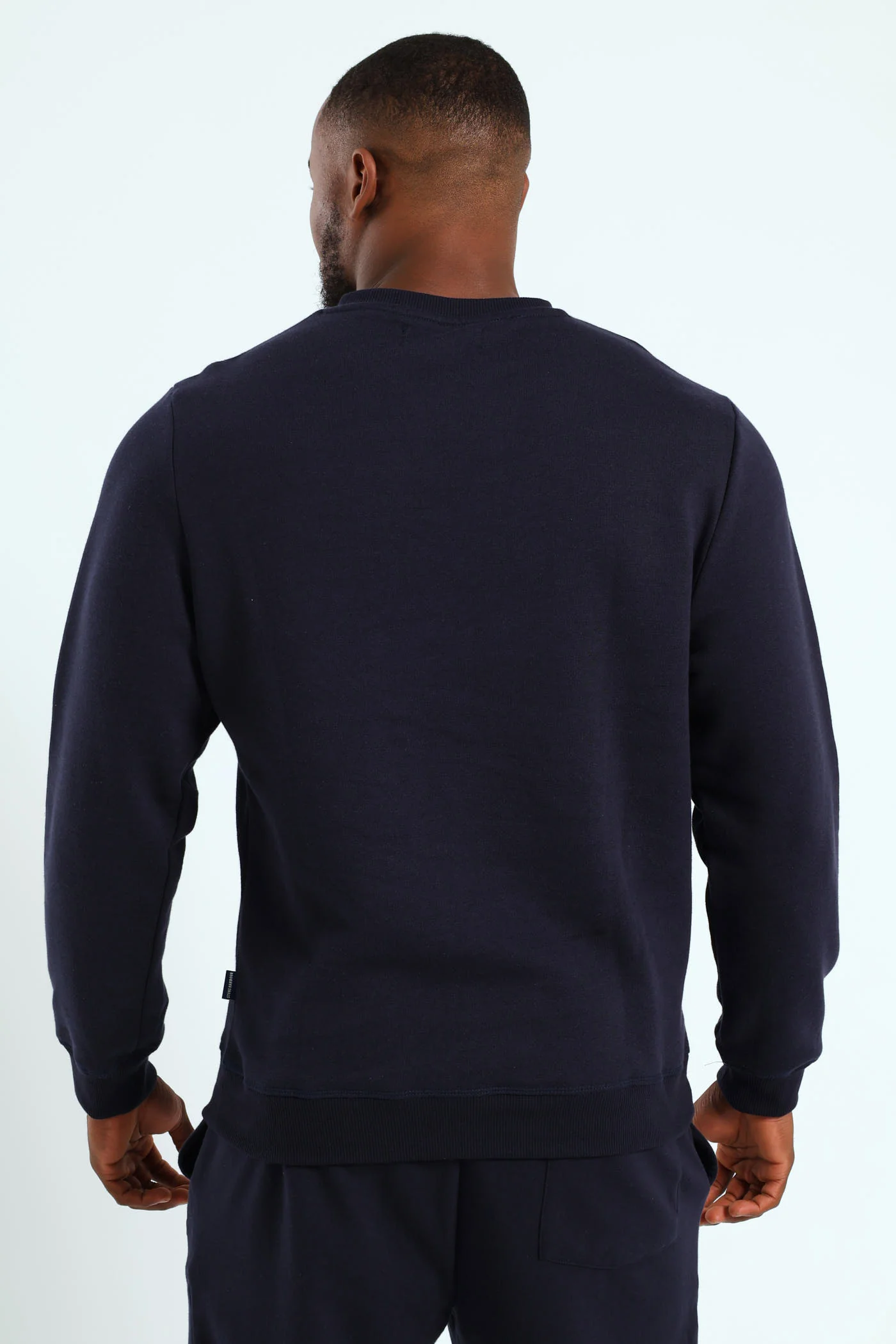 Plain Crew Fleece Sweat Top - Navy - Image 4