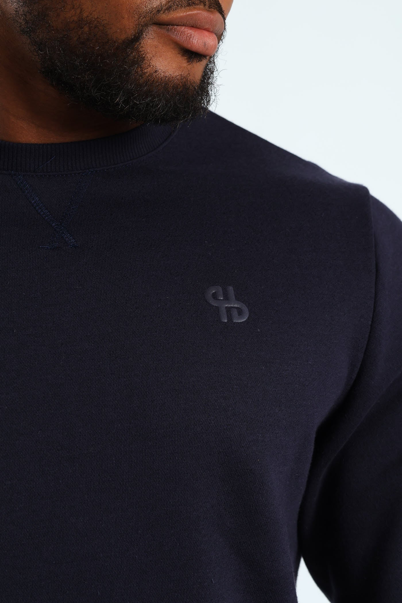 Plain Crew Fleece Sweat Top - Navy - Image 5