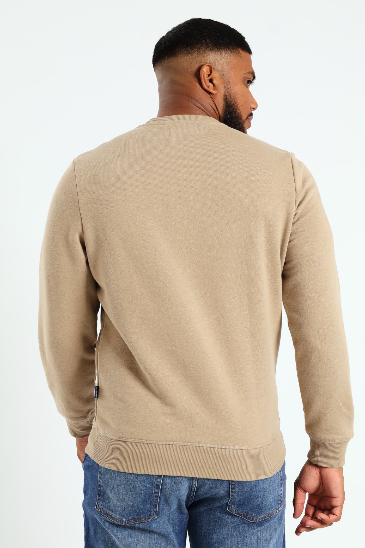 Plain Crew Fleece Sweat Top - Taupe - Image 3