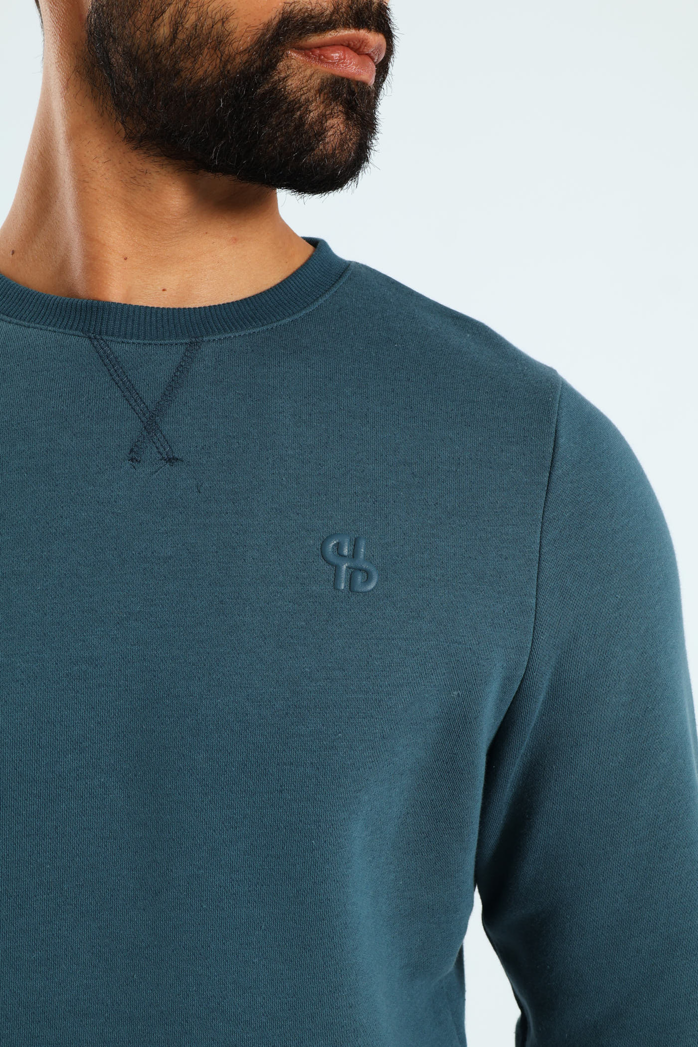 Plain Crew Fleece Sweat Top - Teal - Image 3