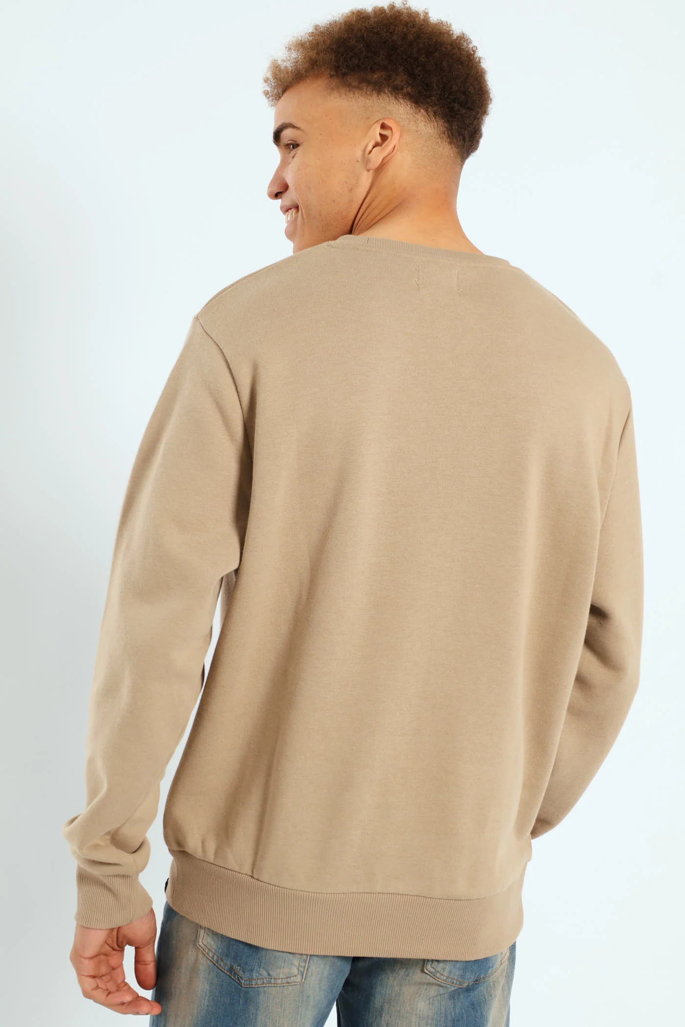 Plain Crew Fleece Track Top - Taupe - Image 4