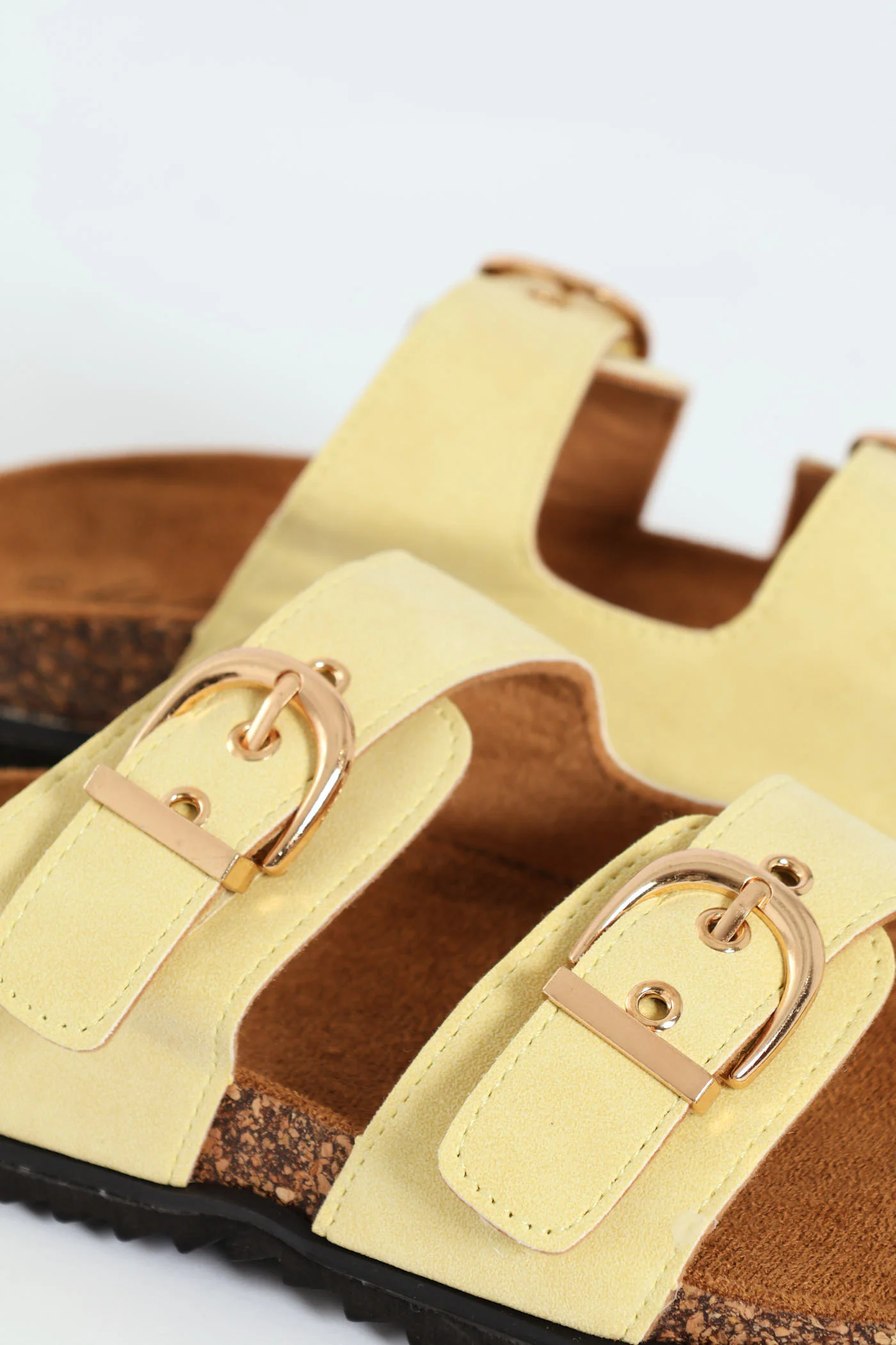 Plain Double Strap Mule Sandal With Buckle Detail - Yellow - Image 2