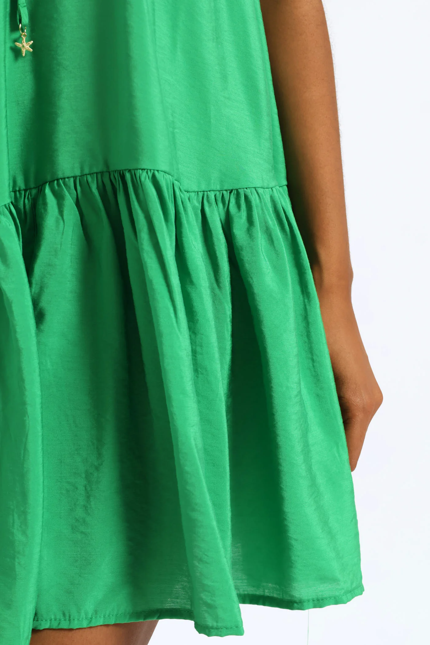 Plain Drop Waist Boxy Dress - Green - Image 2