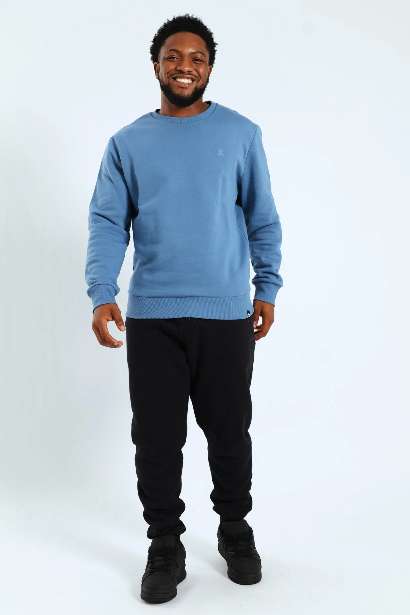 Plain Fleece Crew Top - Blue - Image 2
