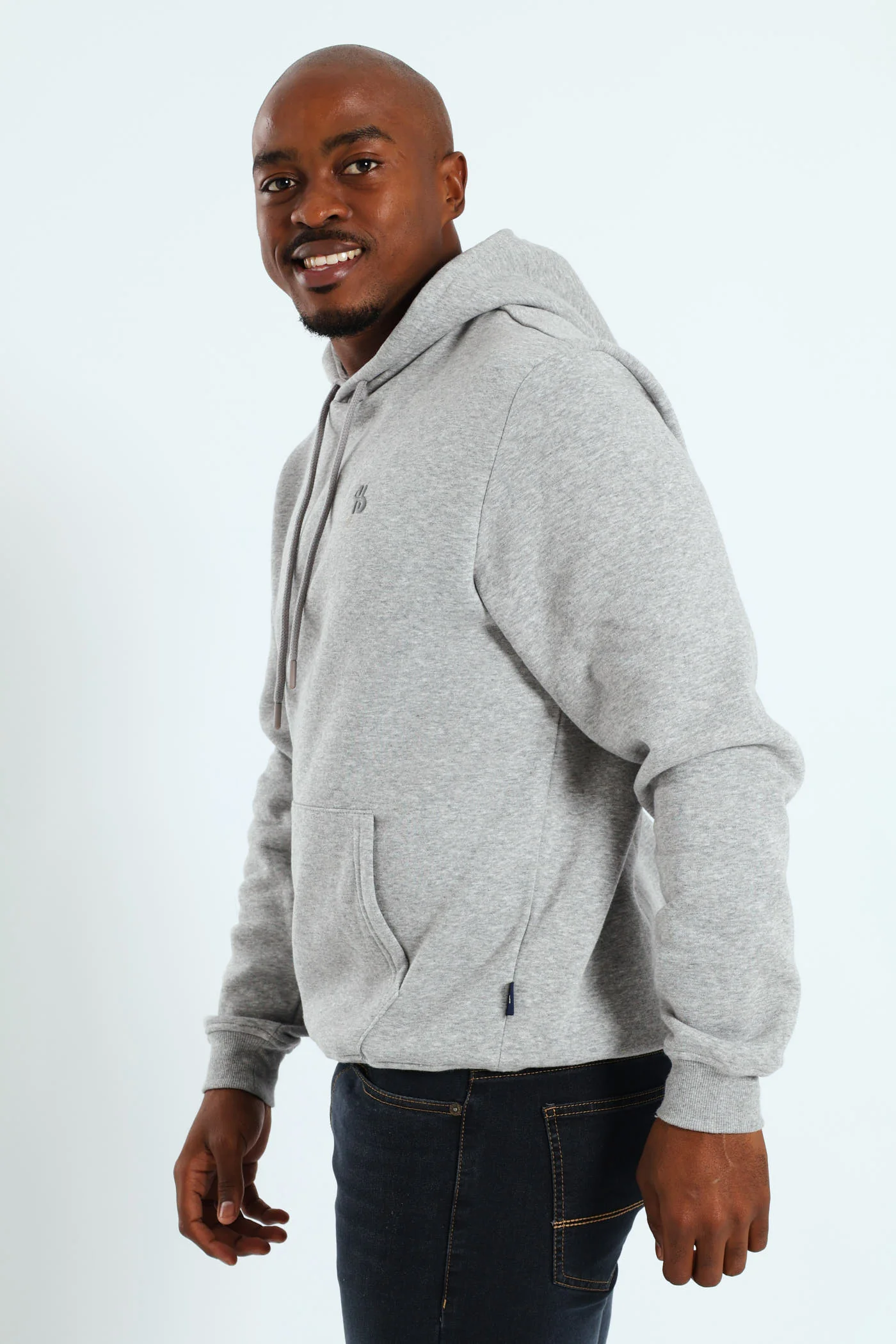 Plain Fleece Pullover Hoodie - Grey Melange - Image 2