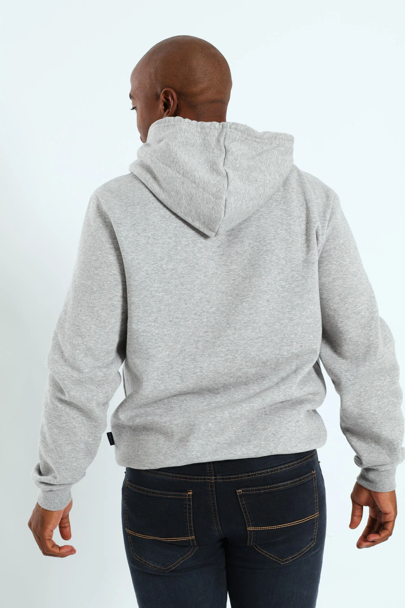 Plain Fleece Pullover Hoodie - Grey Melange - Image 3