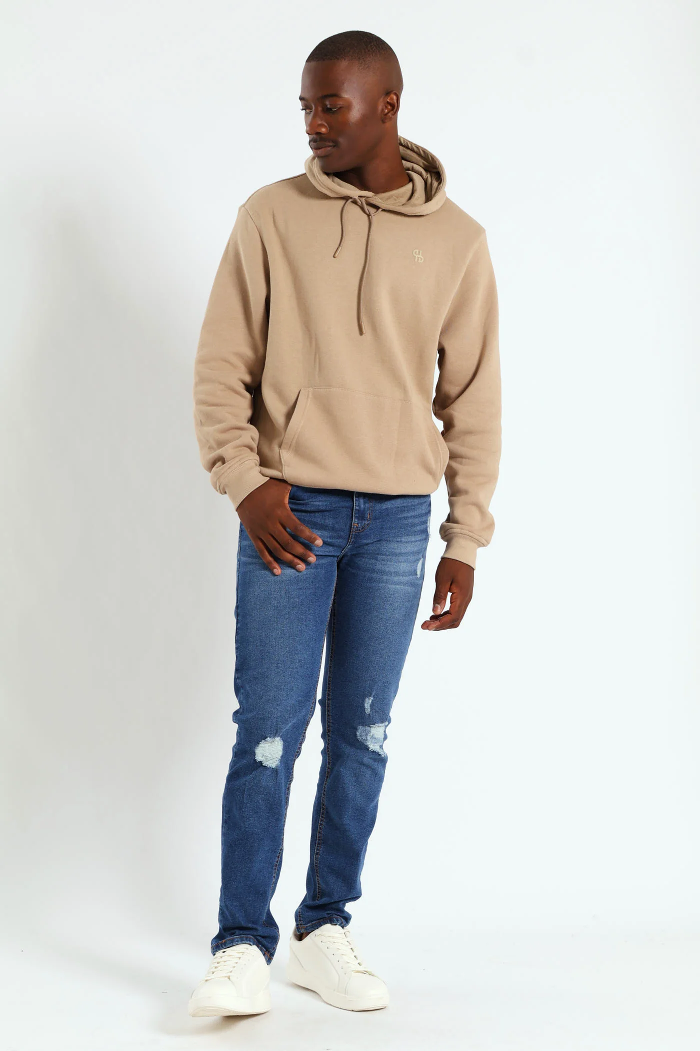 Plain Fleece Pullover Hoodie - Taupe - Image 2