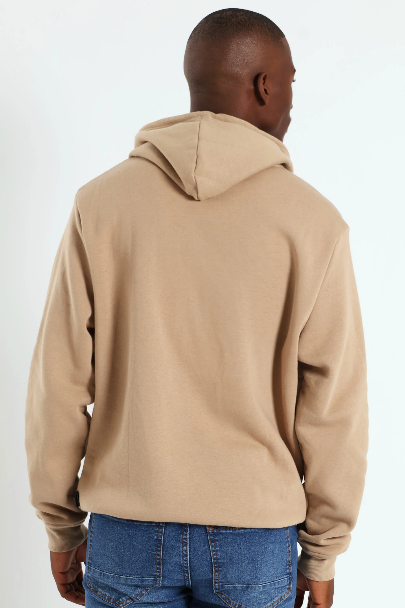 Plain Fleece Pullover Hoodie - Taupe - Image 3
