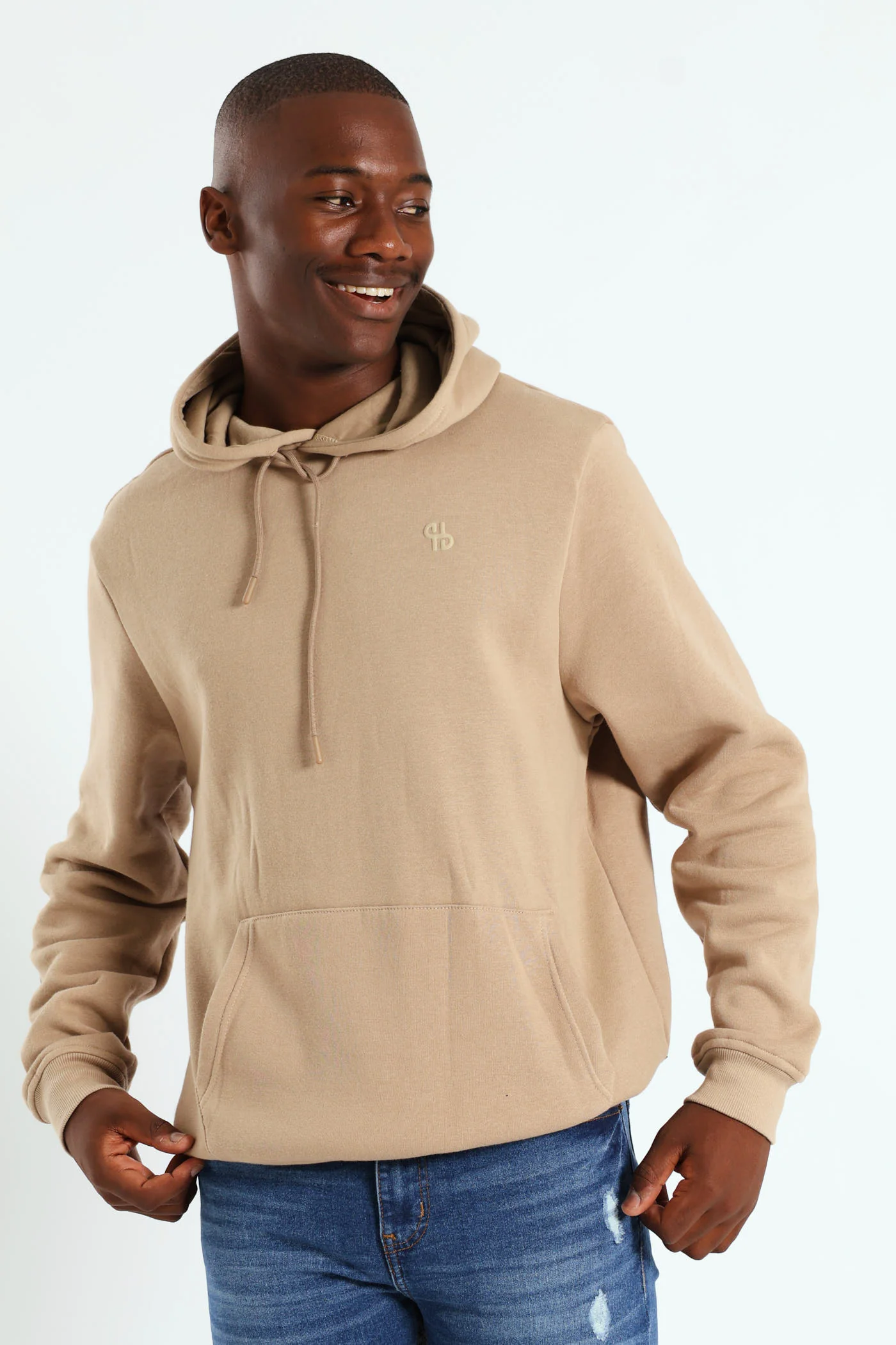 Plain Fleece Pullover Hoodie - Taupe - Image 4