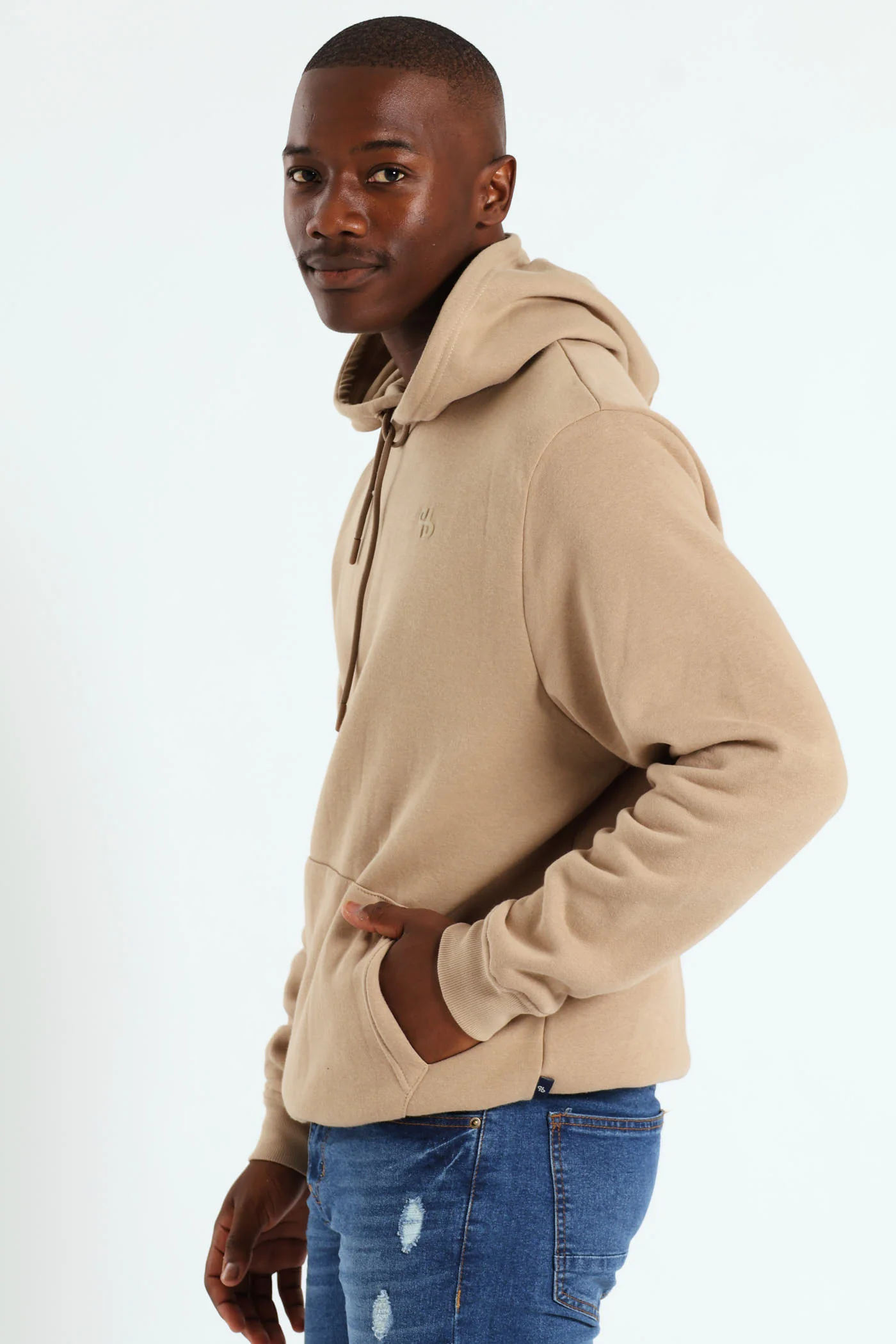 Plain Fleece Pullover Hoodie - Taupe - Image 5