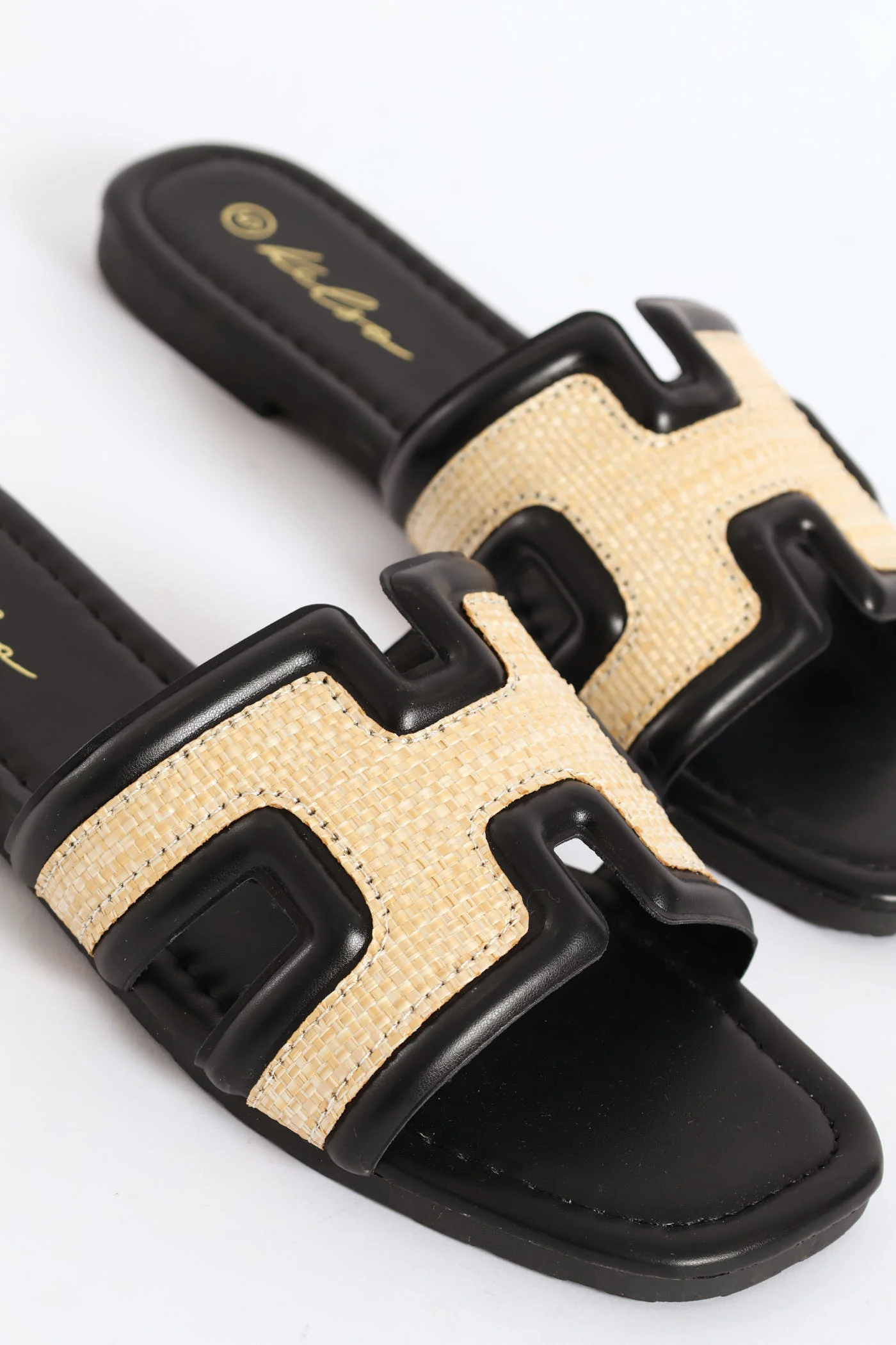 Plain H-Mule Sandal - Black/Cream - Image 2