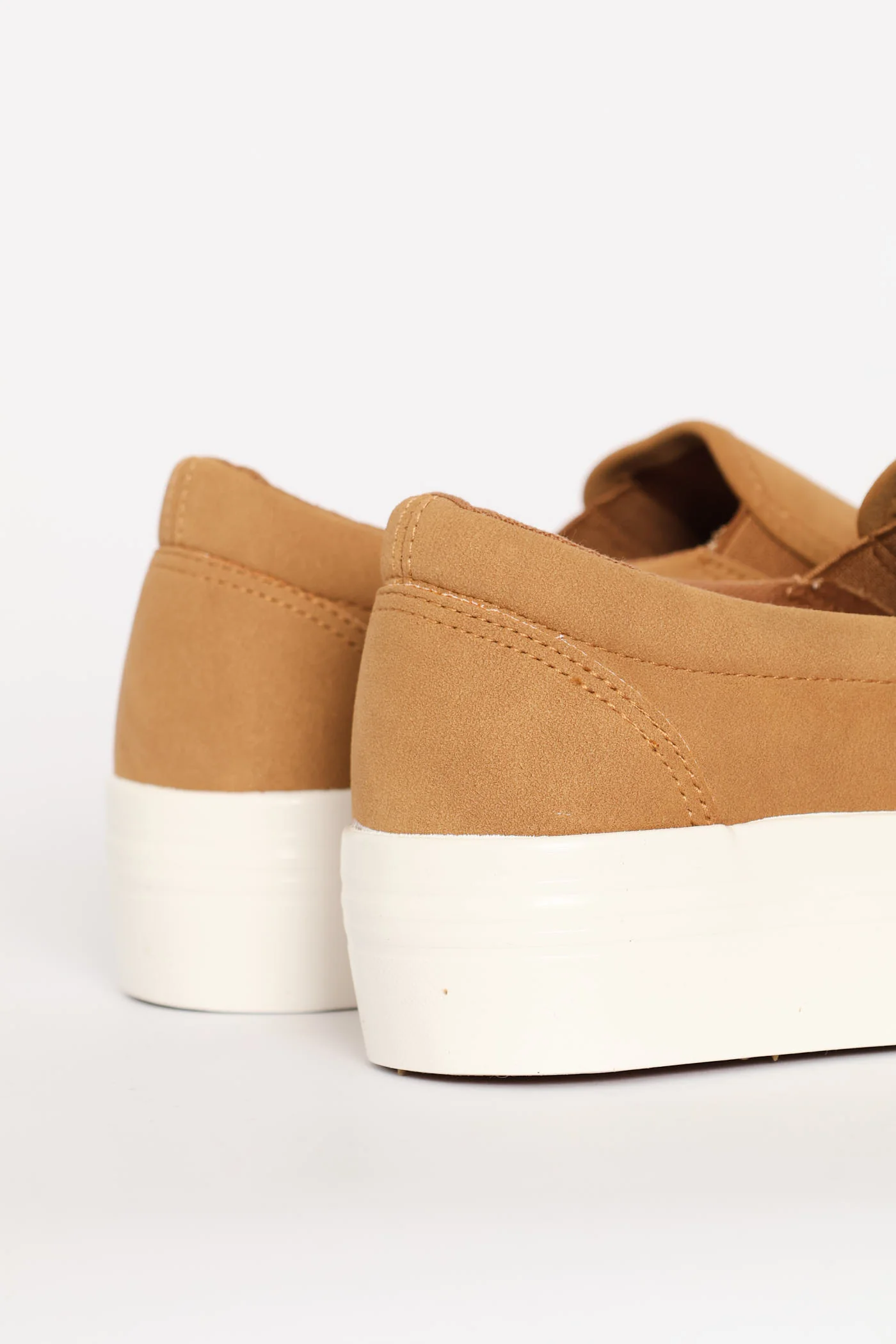 Plain Microfibre Platform Slip On Sneaker - Taupe - Image 6
