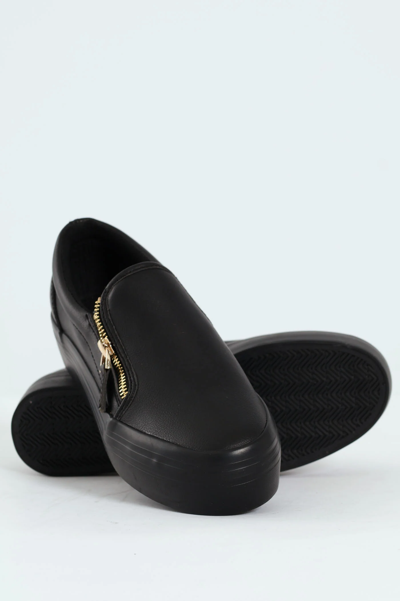 Plain Monoplatform Side Zip Slip On Sneaker - Black - Image 3