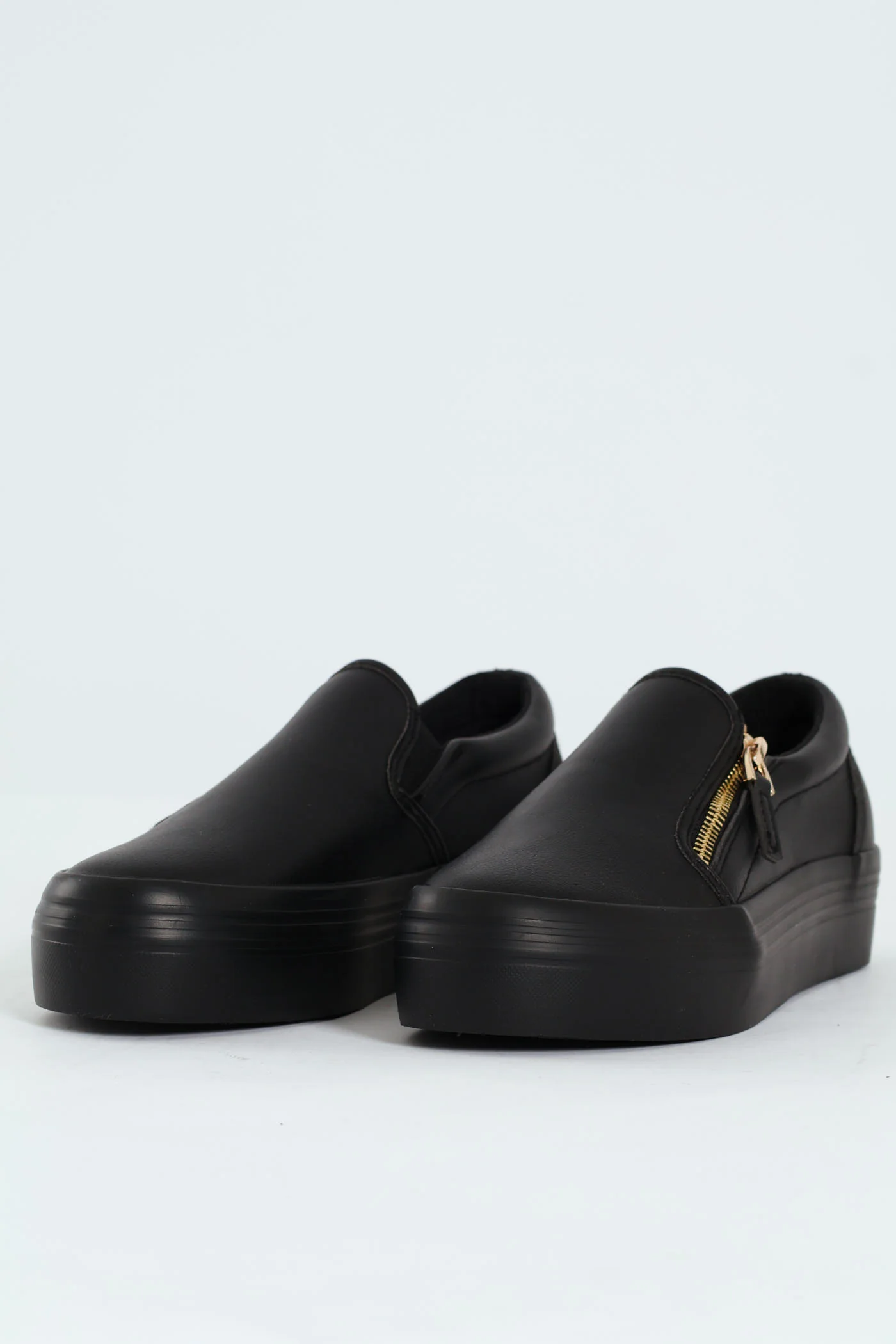 Plain Monoplatform Side Zip Slip On Sneaker - Black - Image 4