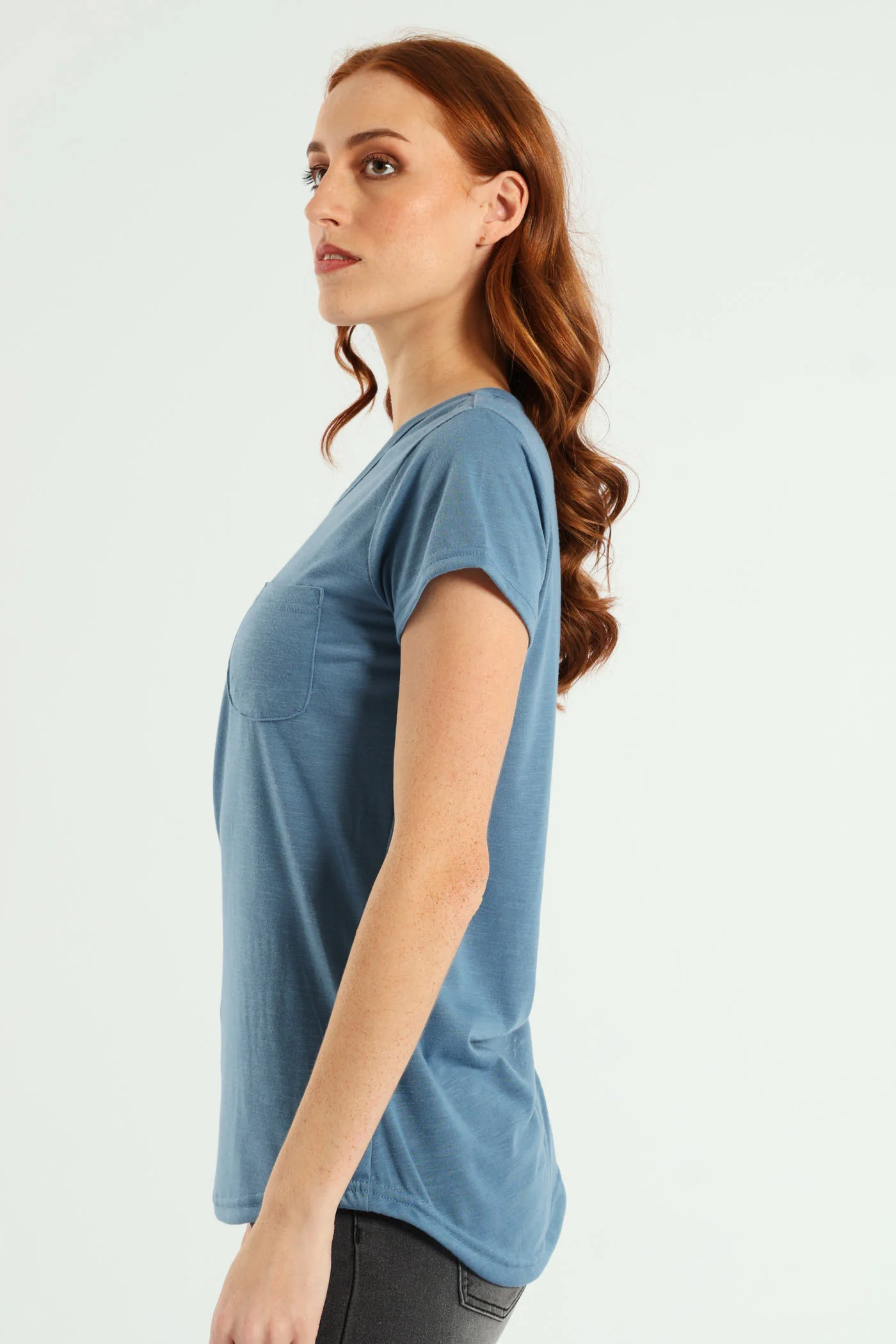 Plain Pocket Tee - Dusty Blue - Image 2