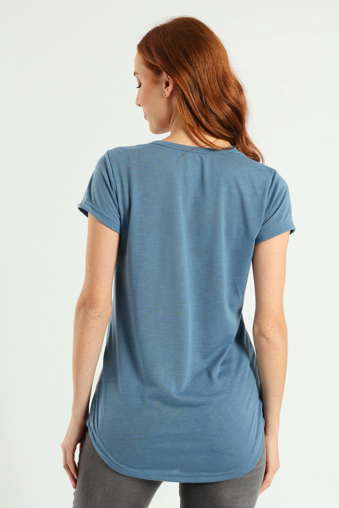 Plain Pocket Tee - Dusty Blue - Image 3