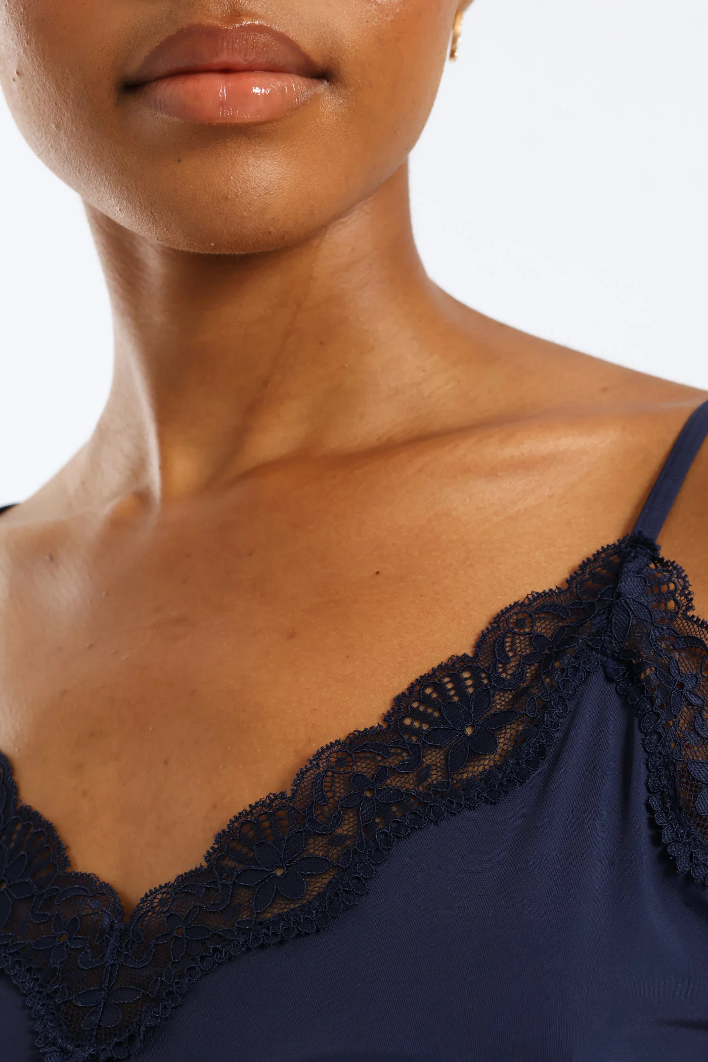 Plain Polyamide Cami & Short Set - Navy - Image 5