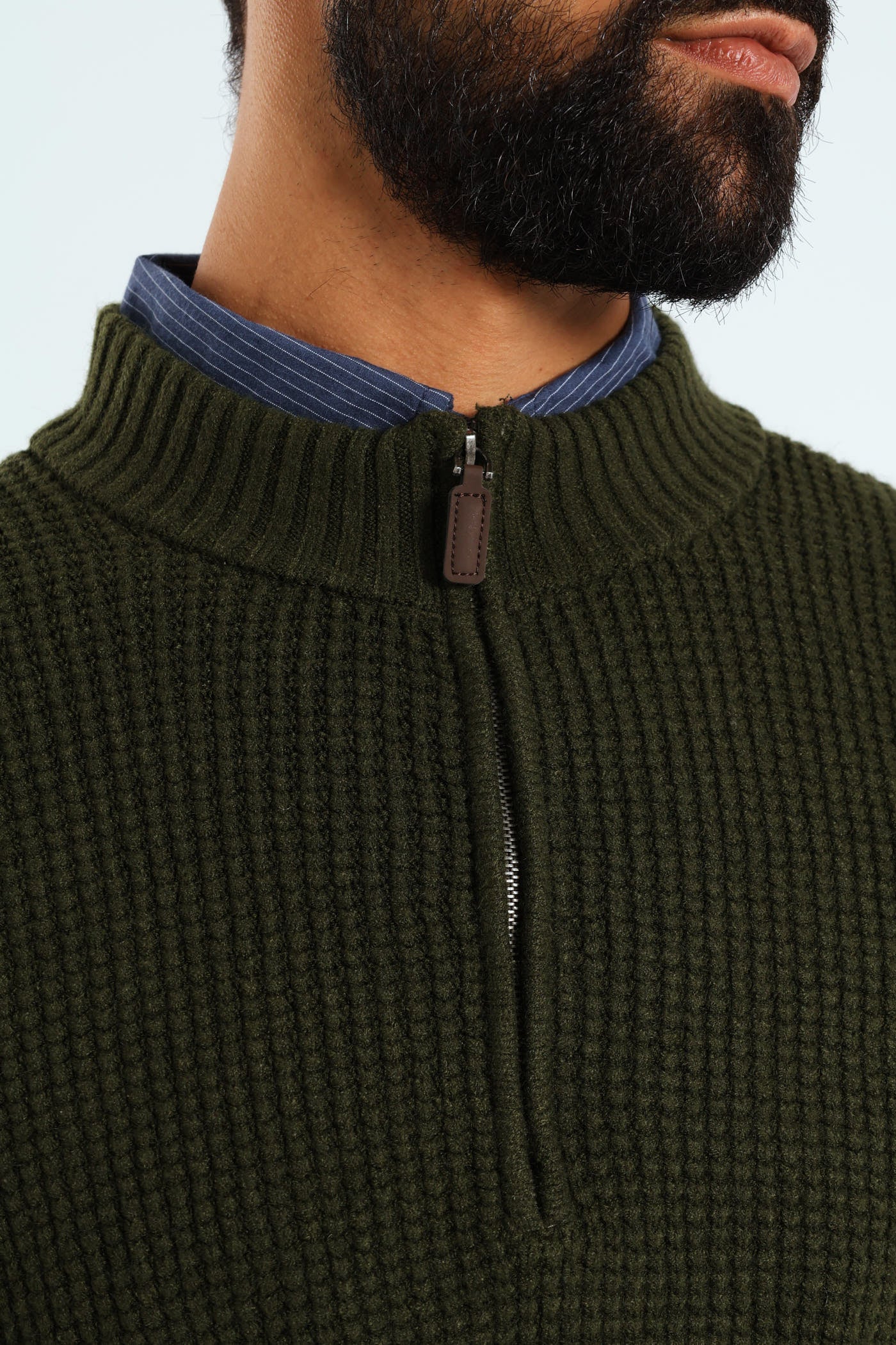 Plain Quarter Zip Knitwear - Fatigue - Image 4