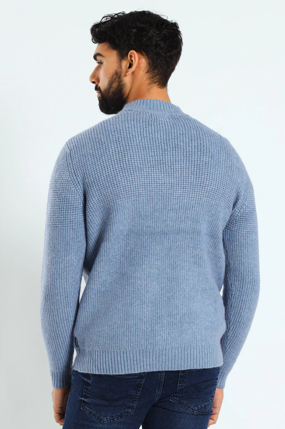 Plain Quarter Zip Knitwear - Steel Blue - Image 3