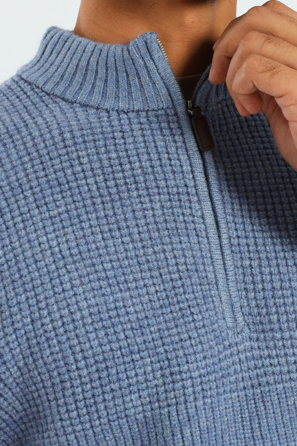 Plain Quarter Zip Knitwear - Steel Blue - Image 4