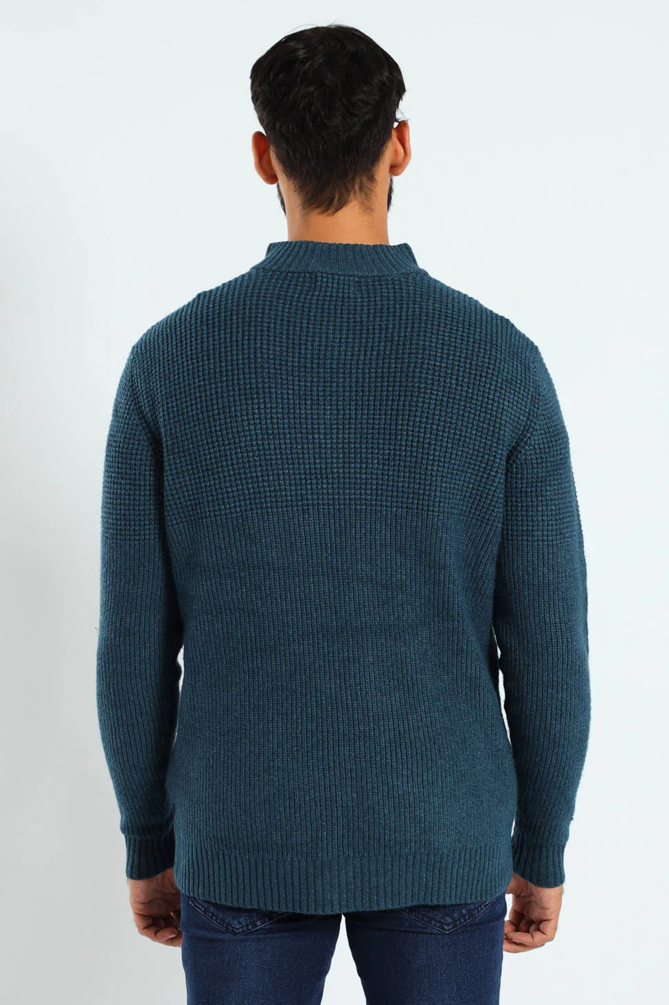 Plain Quarter Zip Knitwear - Teal - Image 3