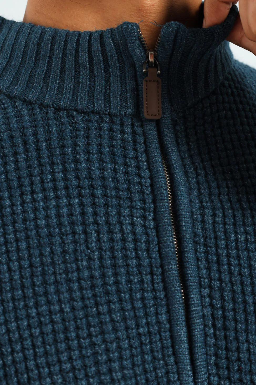 Plain Quarter Zip Knitwear - Teal - Image 4