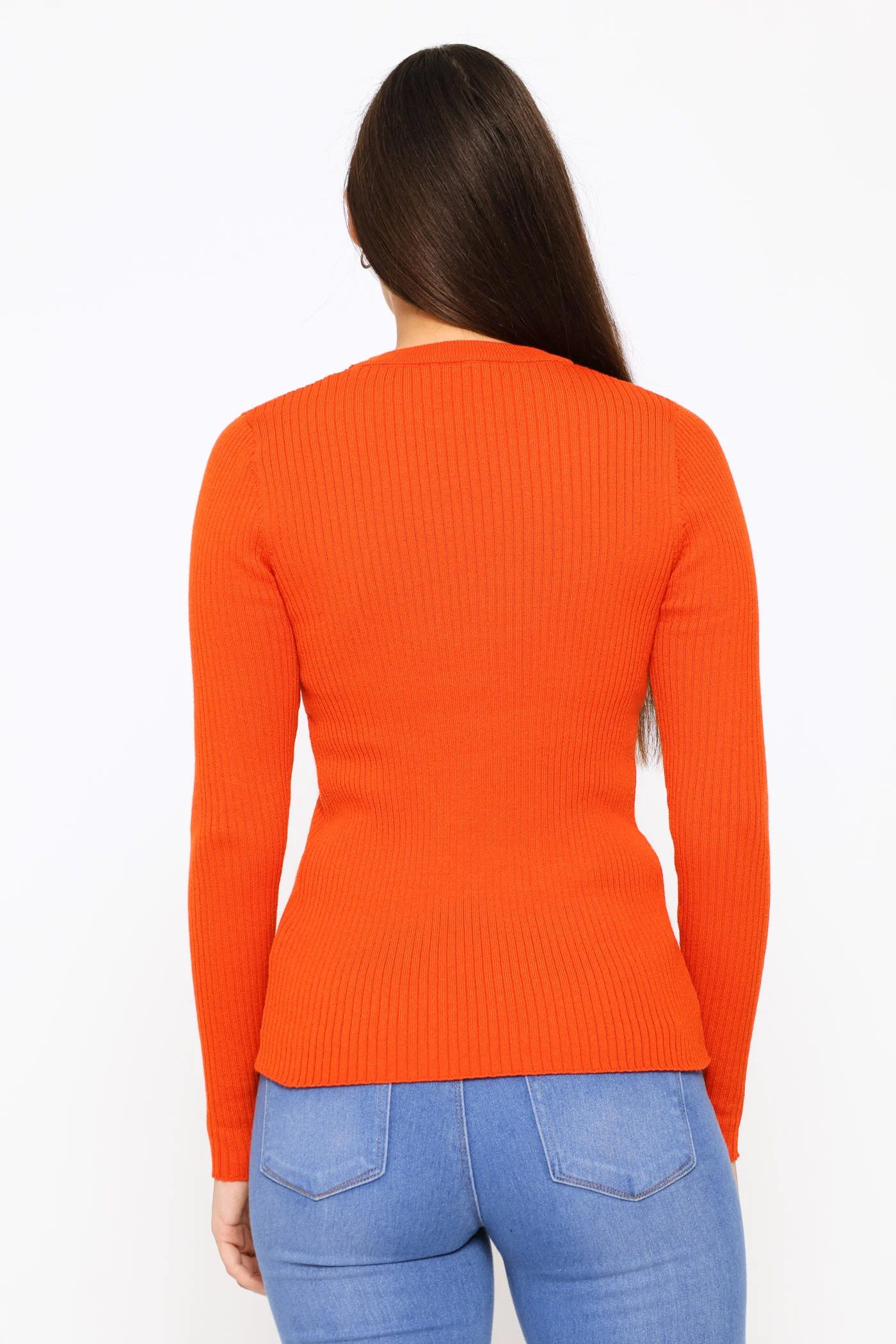 Plain Rib Pullover - Pumpkin - Image 3