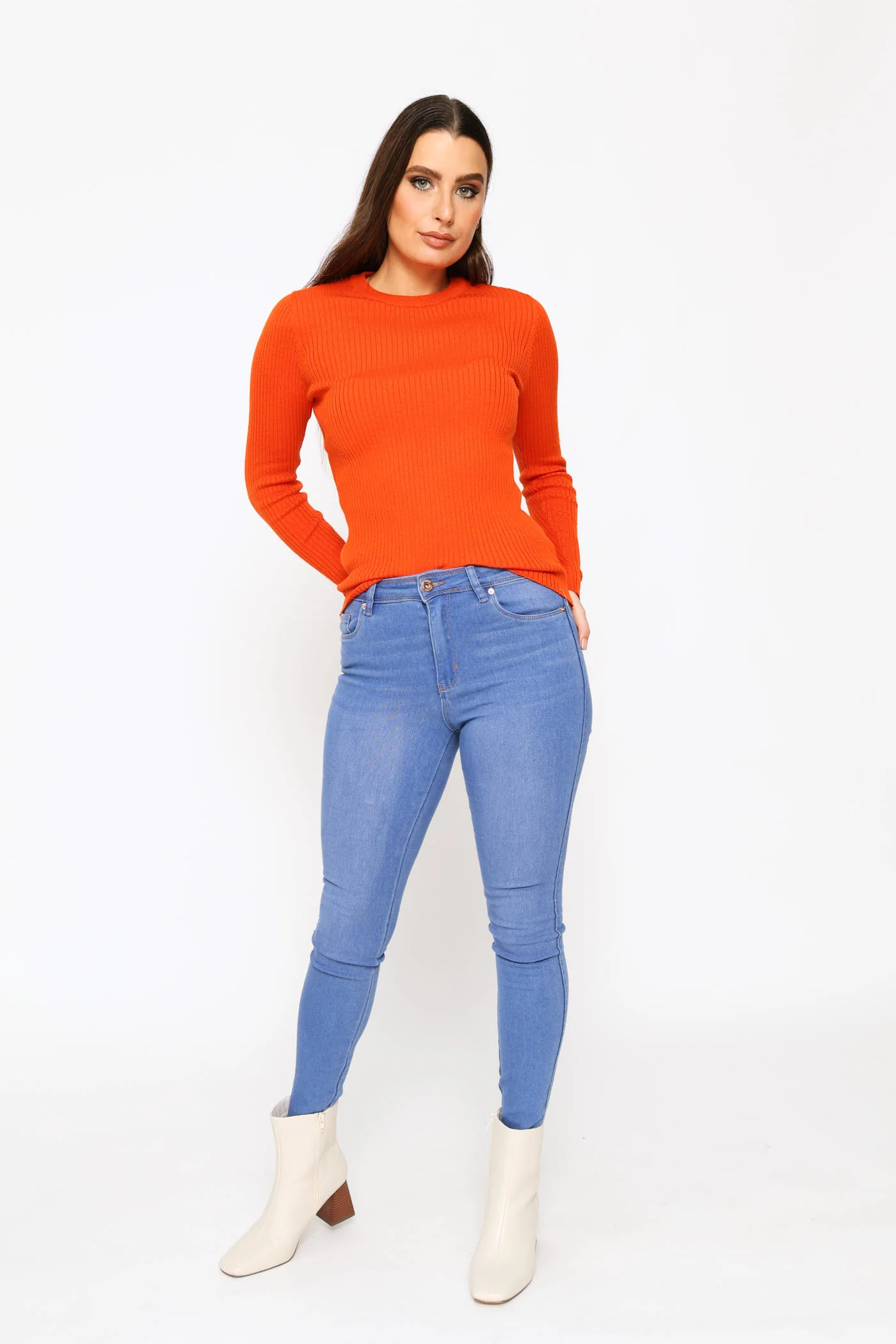 Plain Rib Pullover - Pumpkin - Image 4
