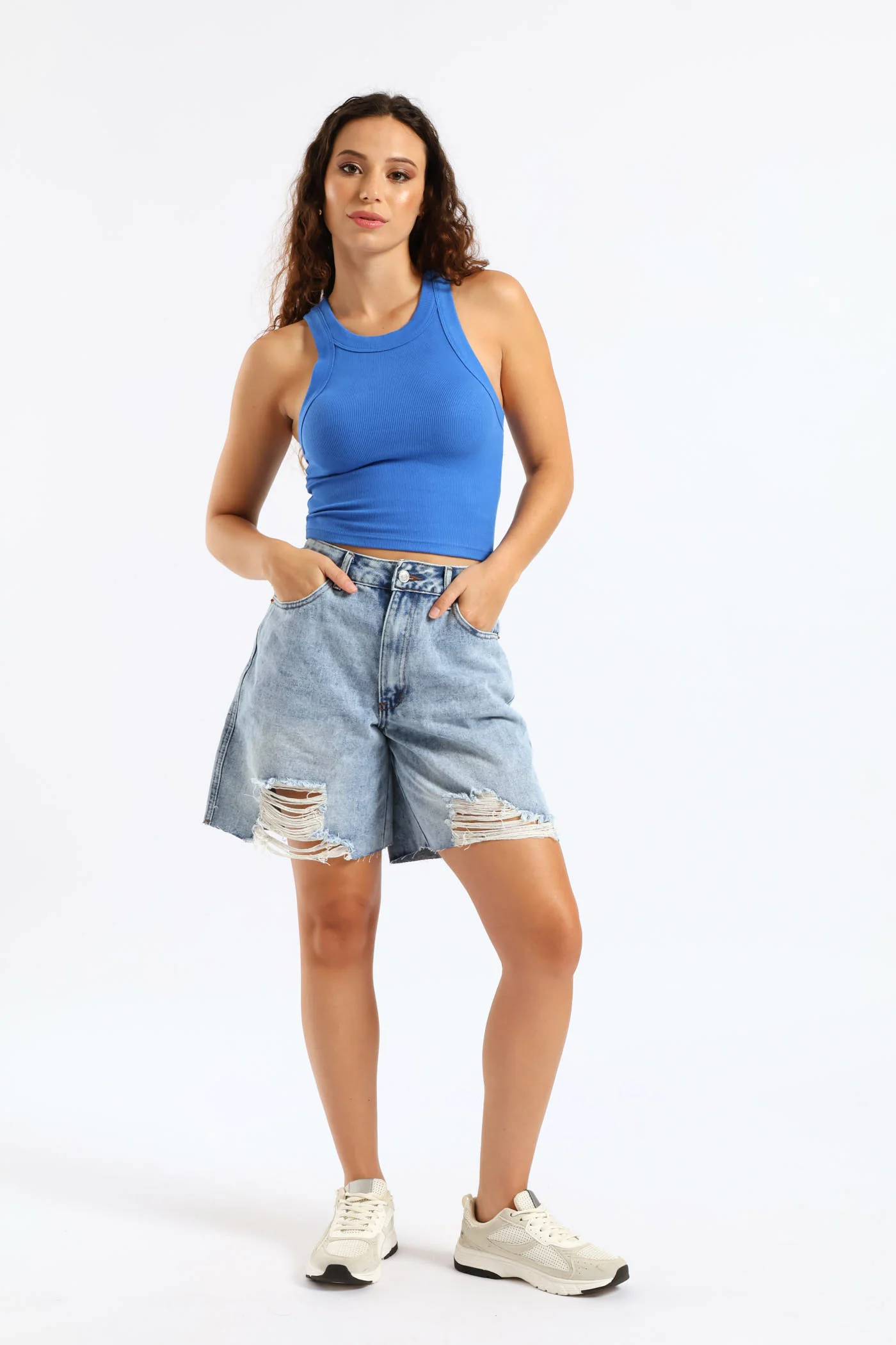 Plain Rib Racer Tank - Cobalt - Image 4