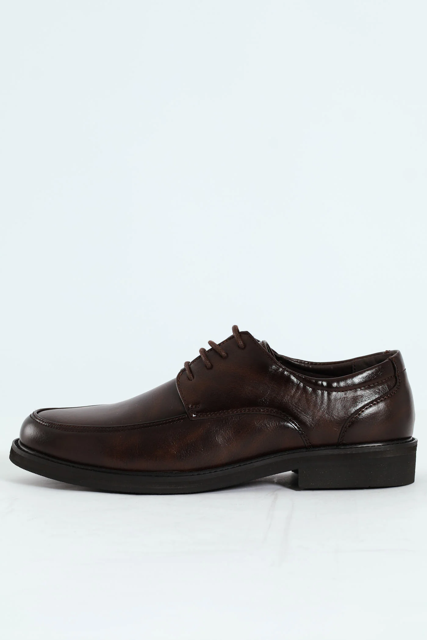 Plain Round Toe Formal Lace Up Shoe - Chocolate - Image 4