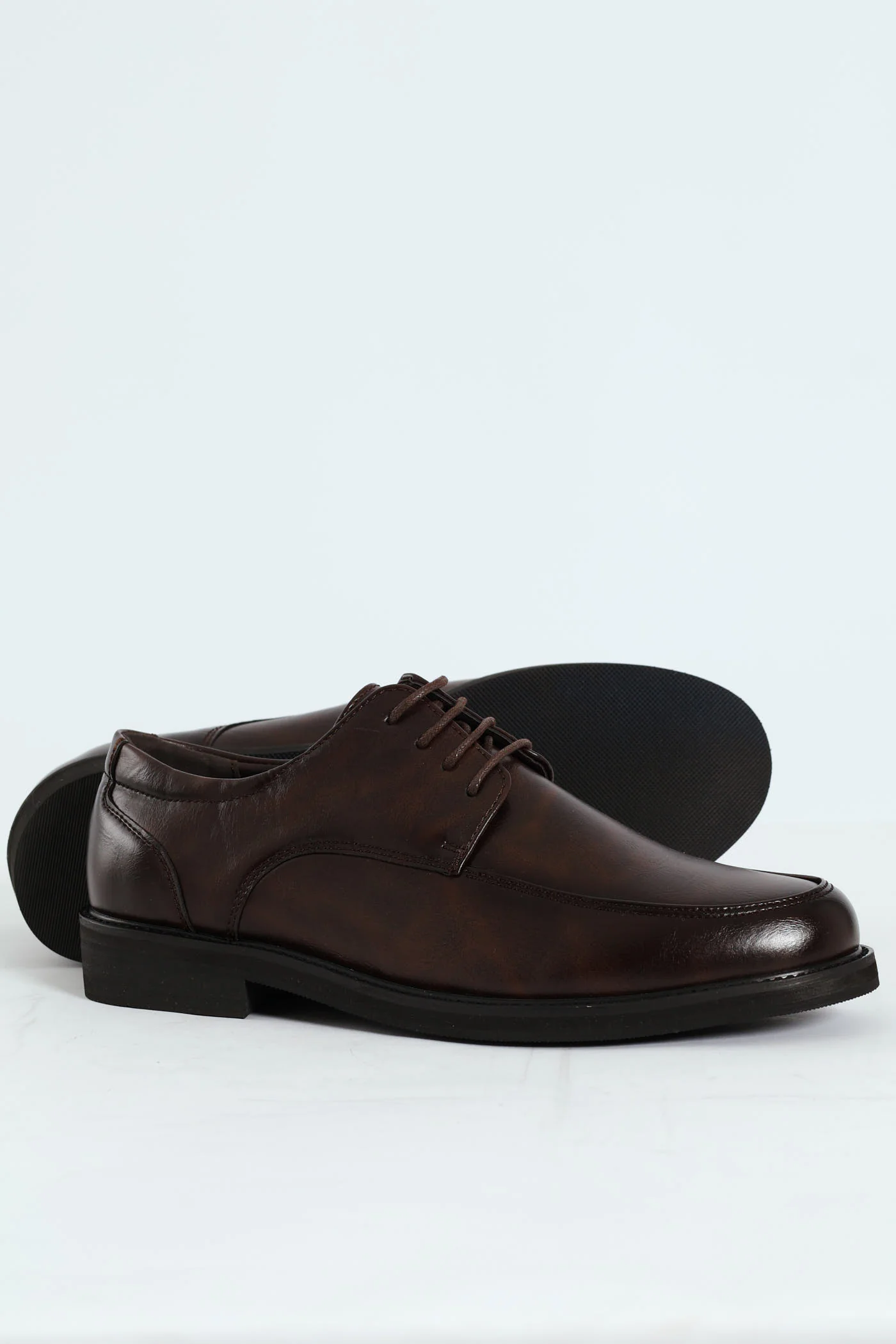 Plain Round Toe Formal Lace Up Shoe - Chocolate - Image 5