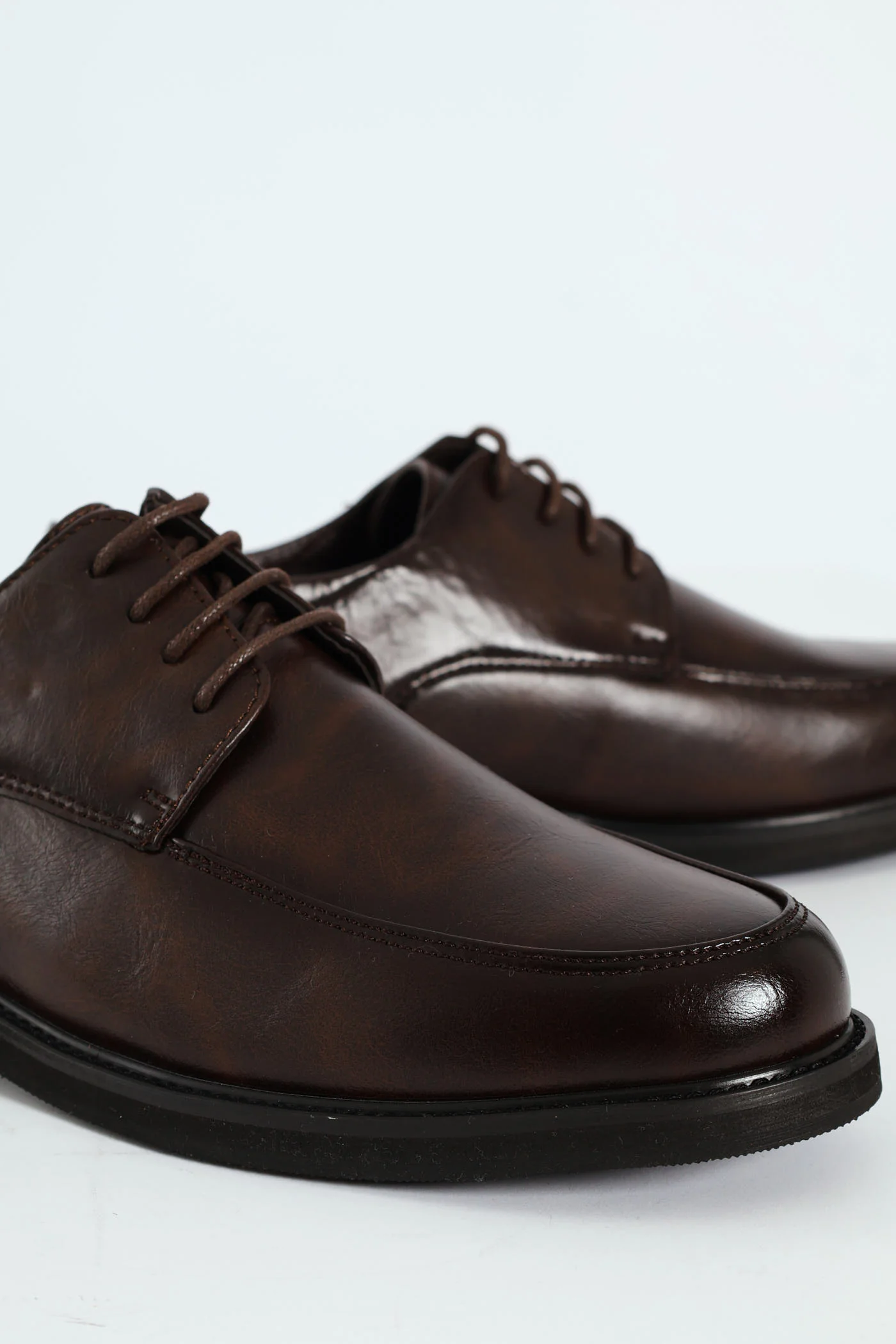 Plain Round Toe Formal Lace Up Shoe - Chocolate - Image 6