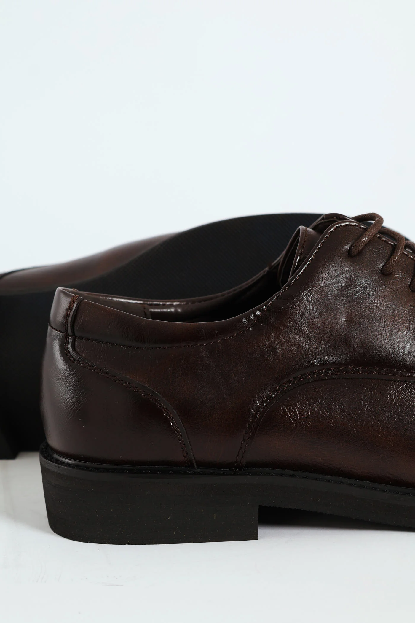 Plain Round Toe Formal Lace Up Shoe - Chocolate - Image 7
