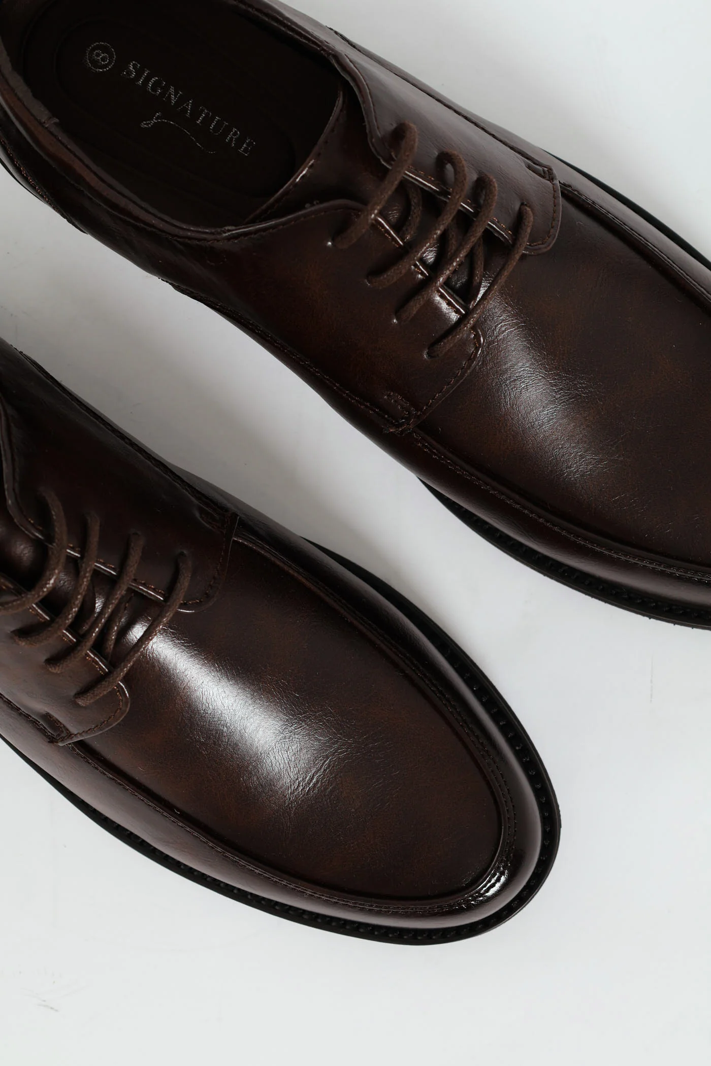 Plain Round Toe Formal Lace Up Shoe - Chocolate - Image 8
