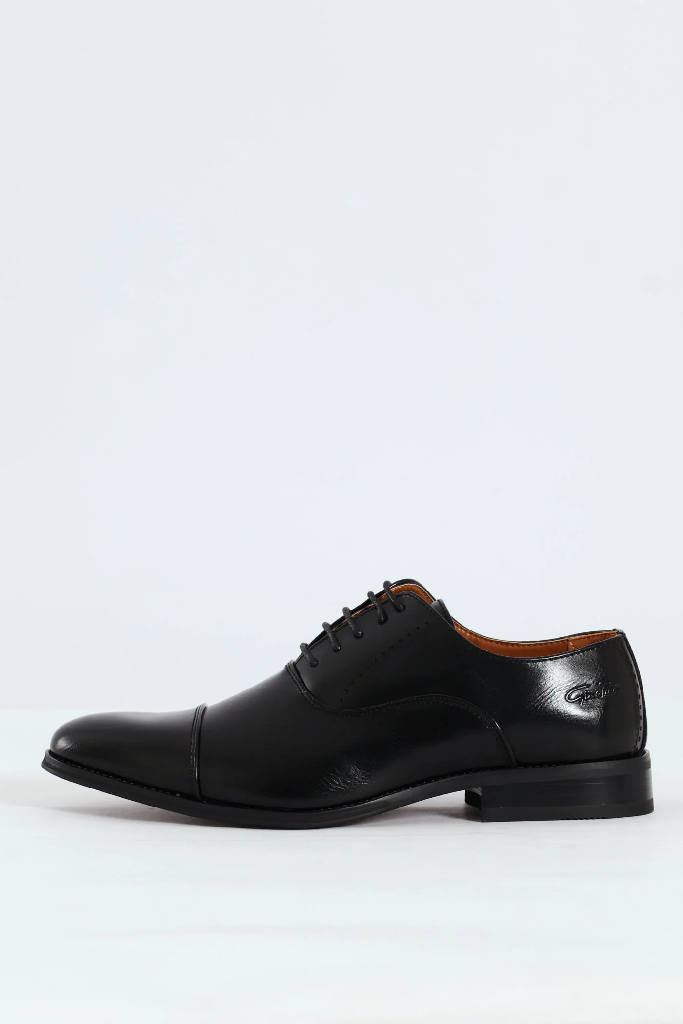 Plain Toe Cap Oxford Shoe - Black - Image 3