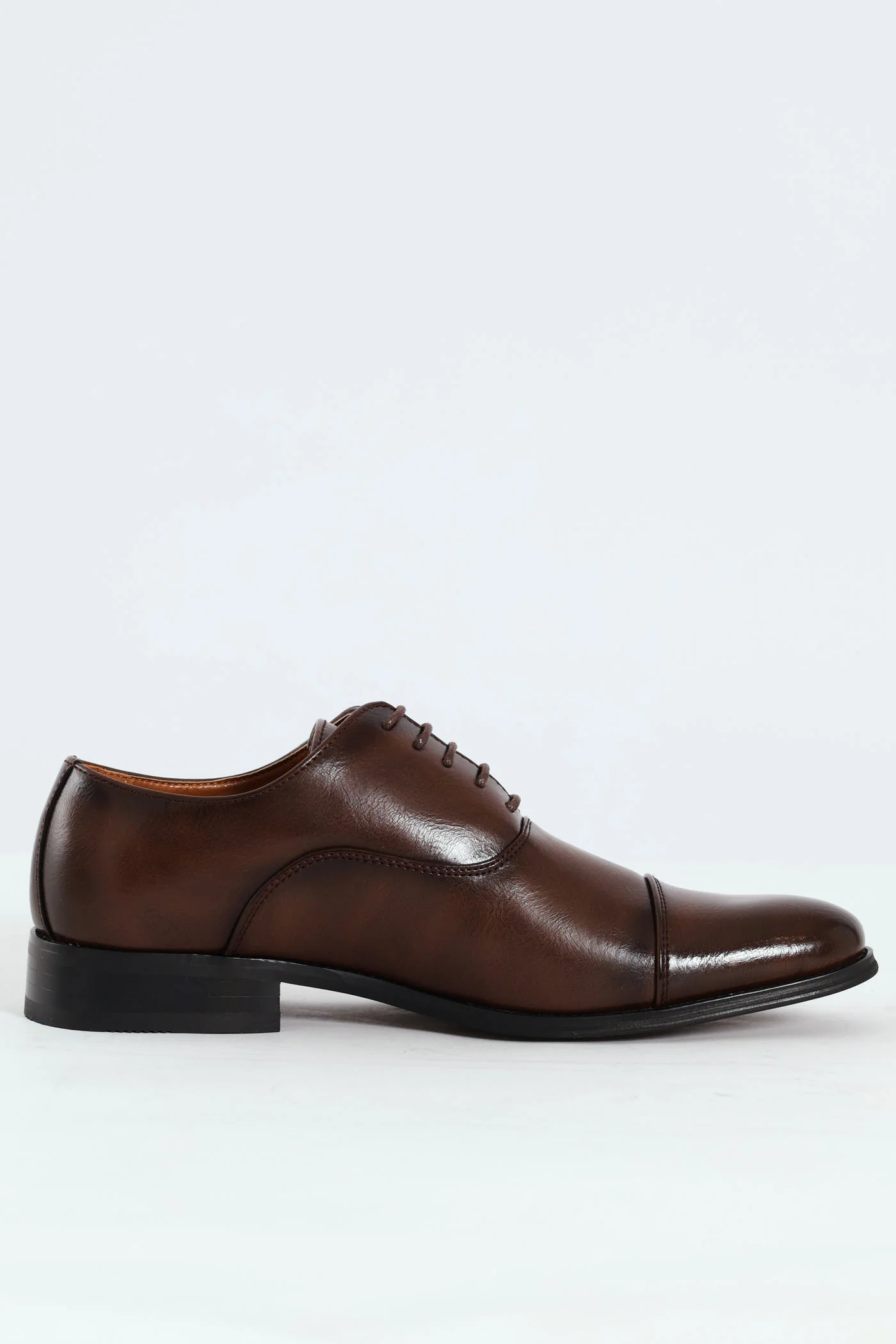 Plain Toe Cap Oxford Shoe - Brown - Image 3