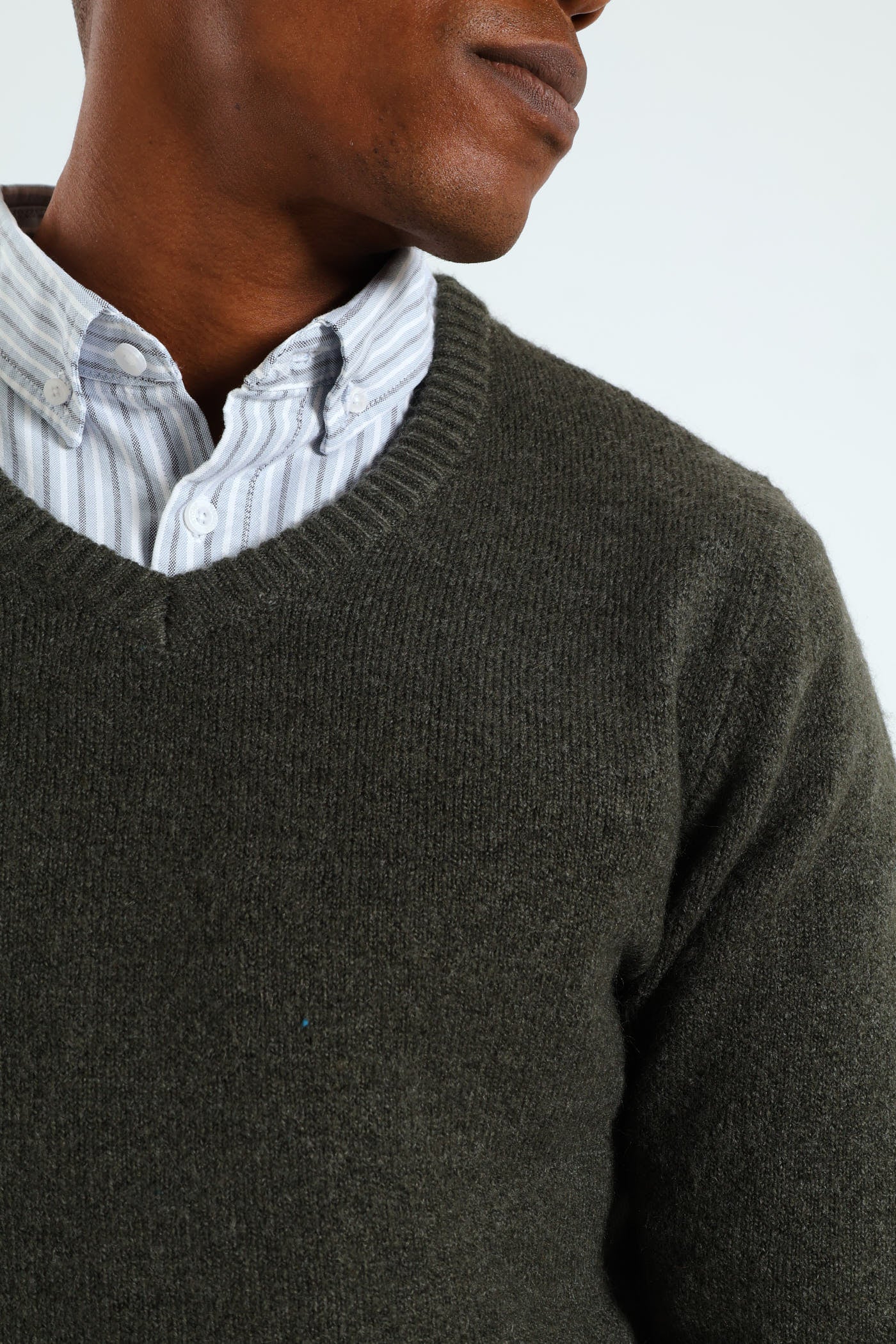 Plain V-Neck Knitwear - Fatigue - Image 2