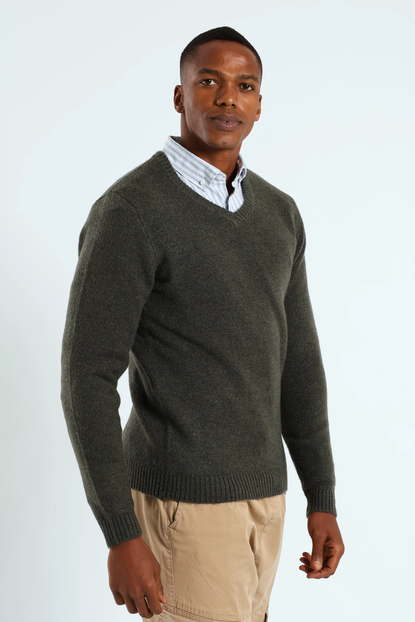 Plain V-Neck Knitwear - Fatigue - Image 5
