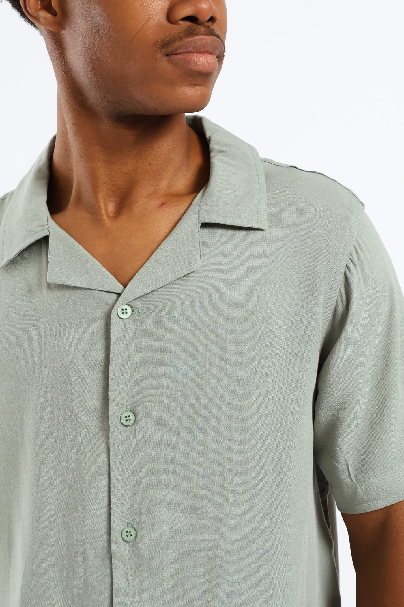 Plain Viscose Shirt - Sage - Image 2