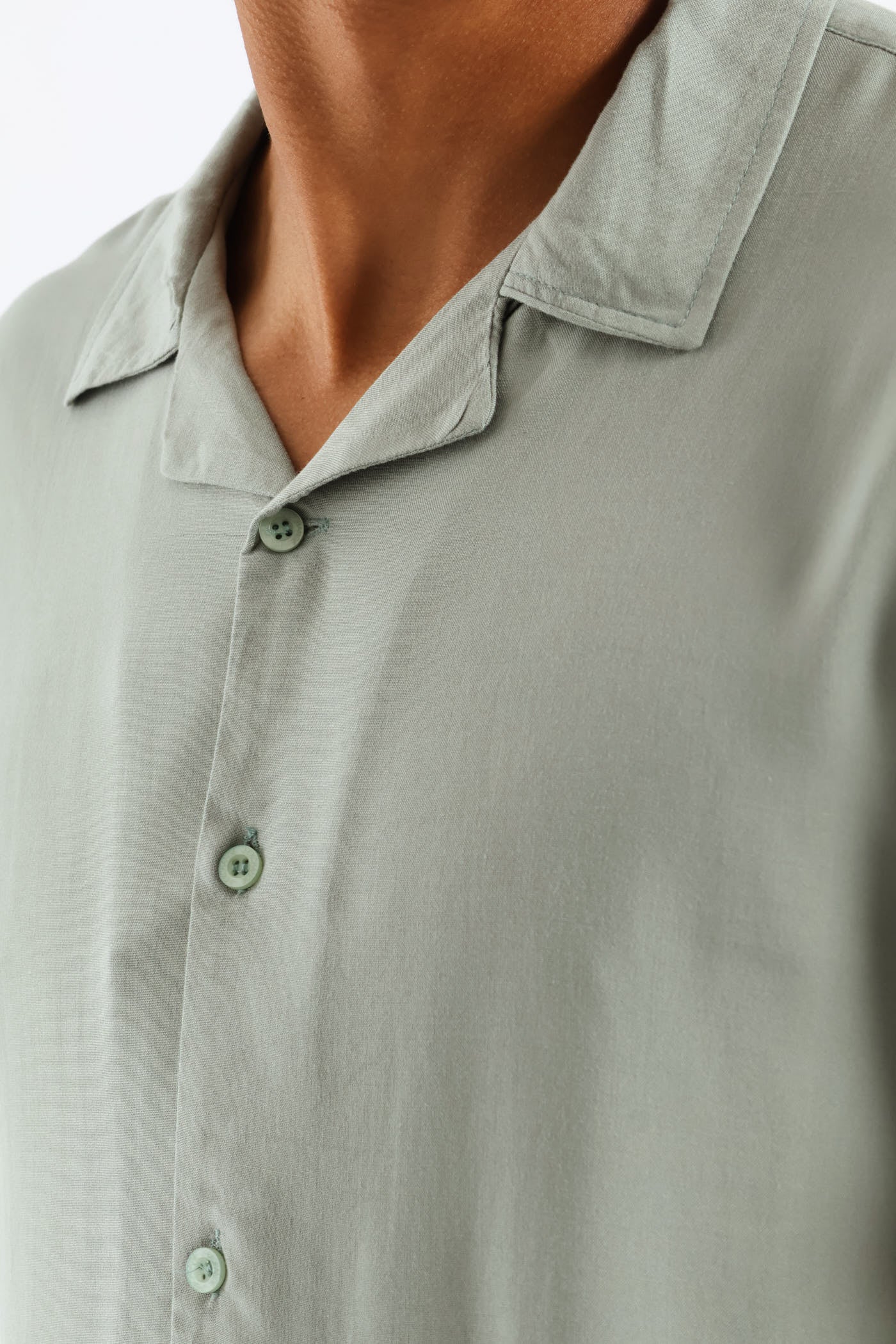 Plain Viscose Shirt - Sage - Image 4