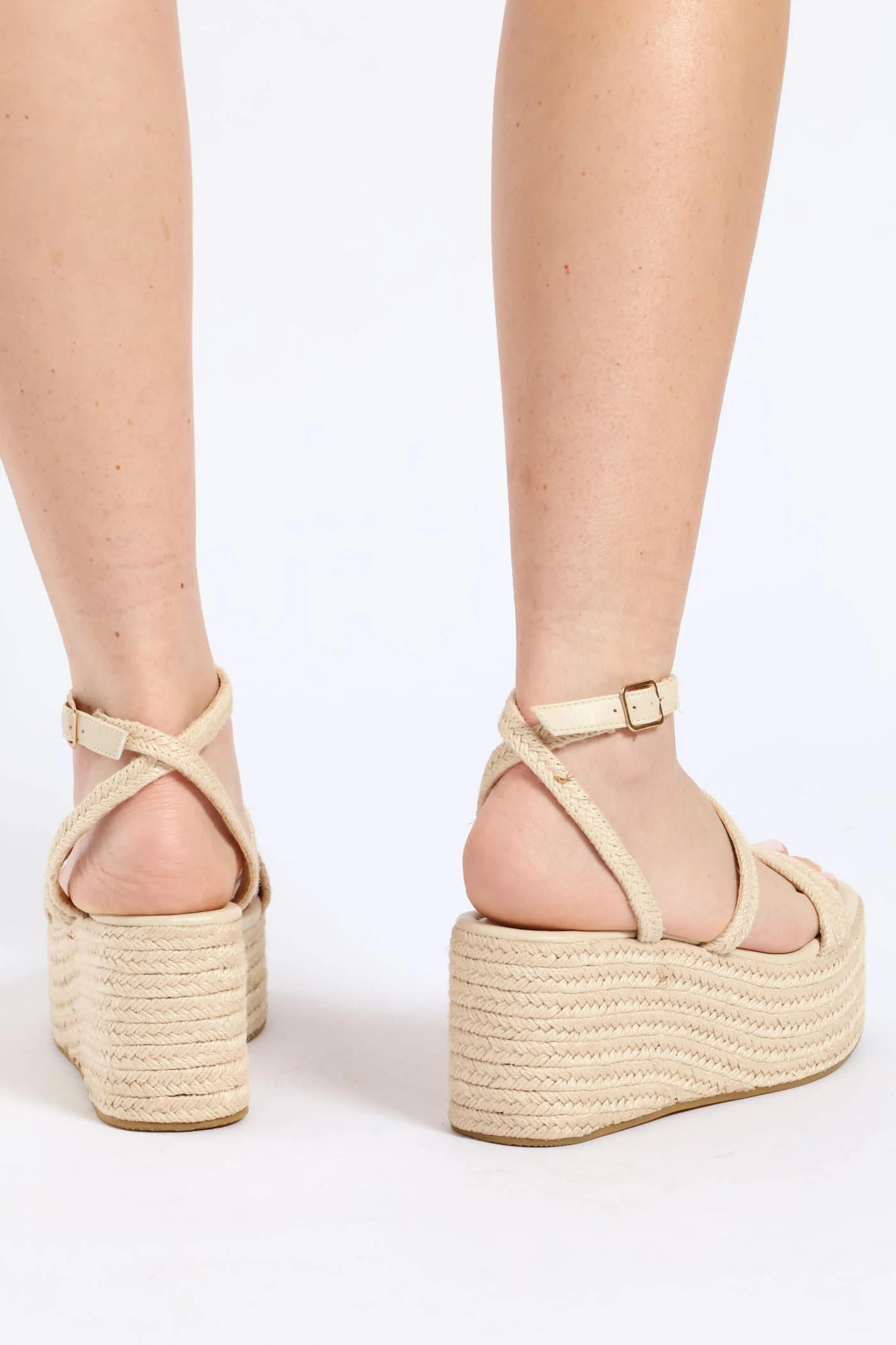 Platform Espadrille Wedge Heel - Tan - Image 3