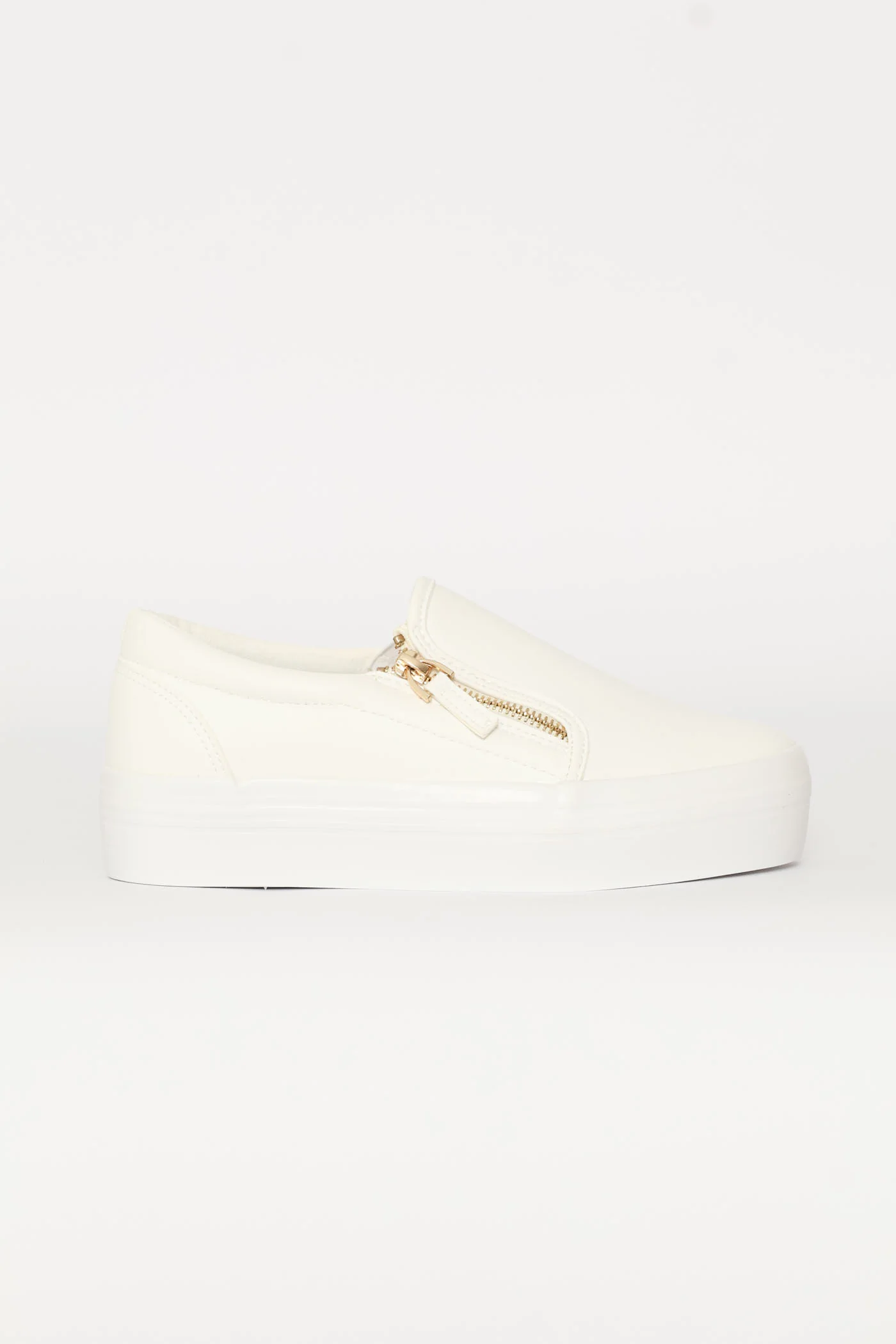 Platform Ono Side Zip Slip On Sneaker - White - Image 3