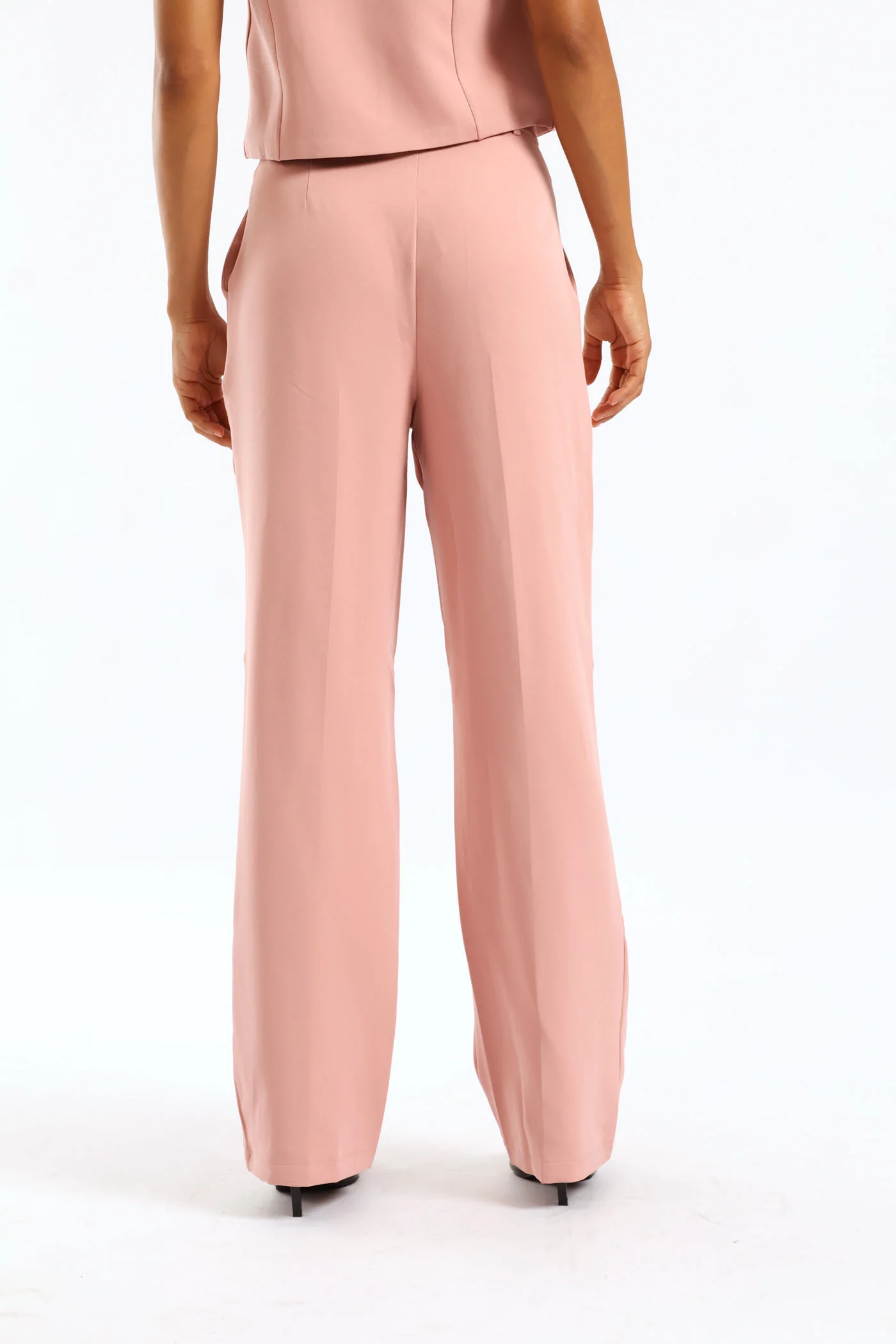 Pleat Button Straight Leg Pant - Pink - Image 2