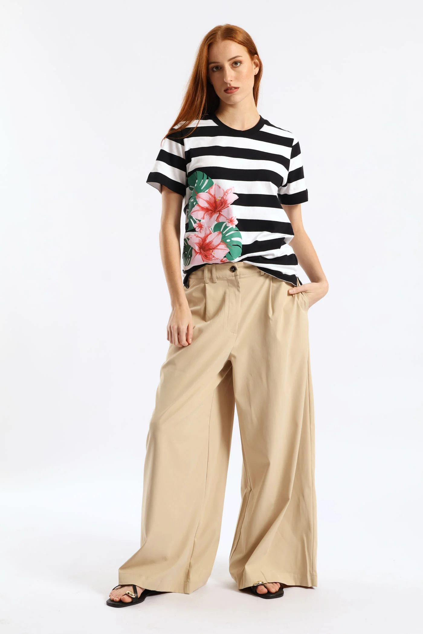 Pleat Detail Chino Palazzo Trouser - Light Stone - Image 10