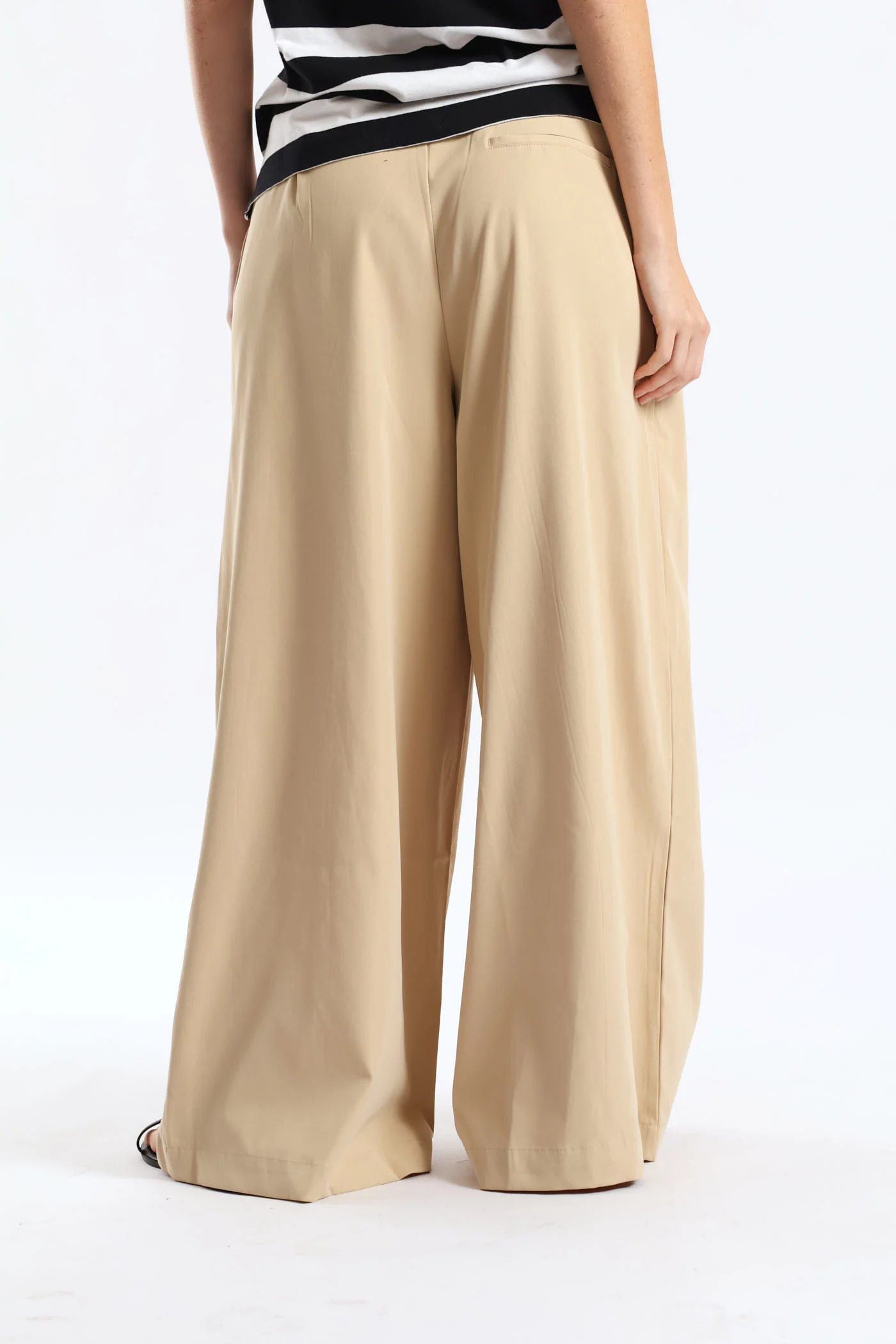 Pleat Detail Chino Palazzo Trouser - Light Stone - Image 8