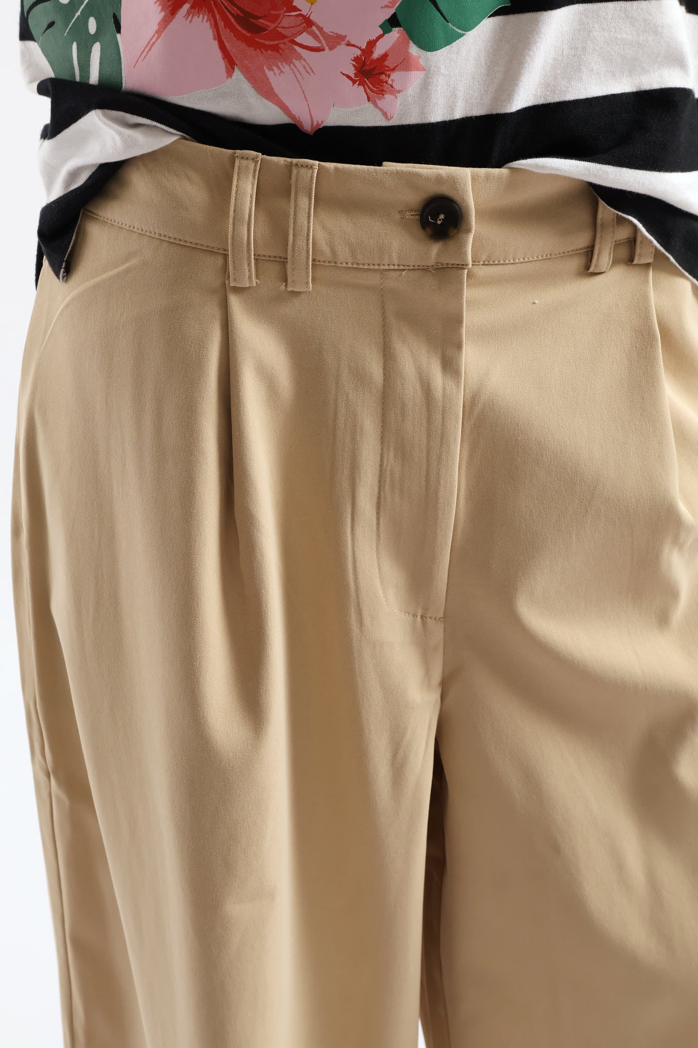 Pleat Detail Chino Palazzo Trouser - Light Stone - Image 9