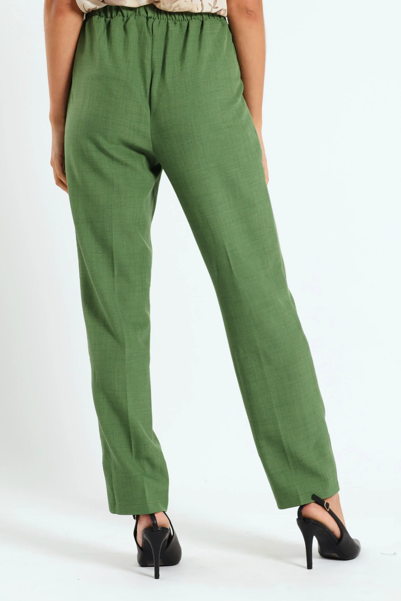 Pleat Detail Tapered Leg Melange Look Pant - Image 3